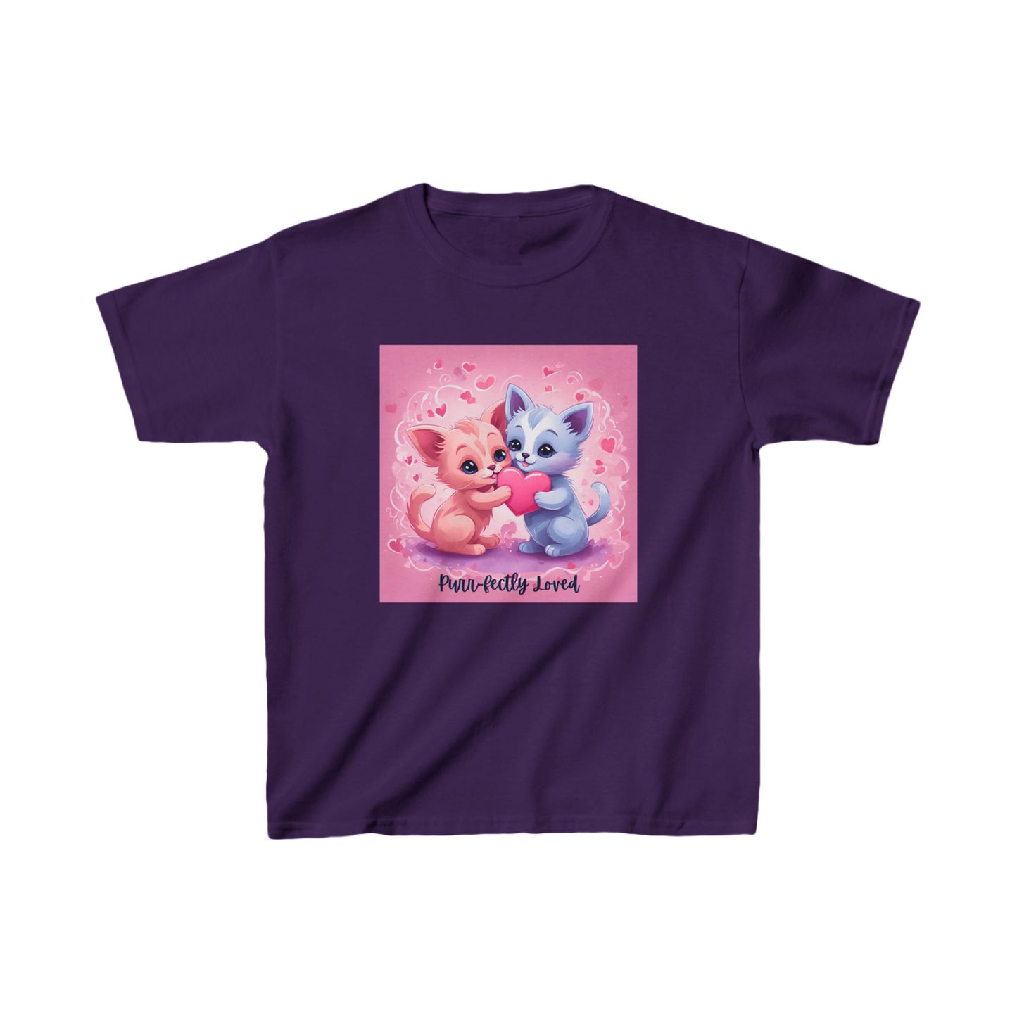 Purr-fectly Loved - Pink & Blue Kittens Valentine's Kids Tee