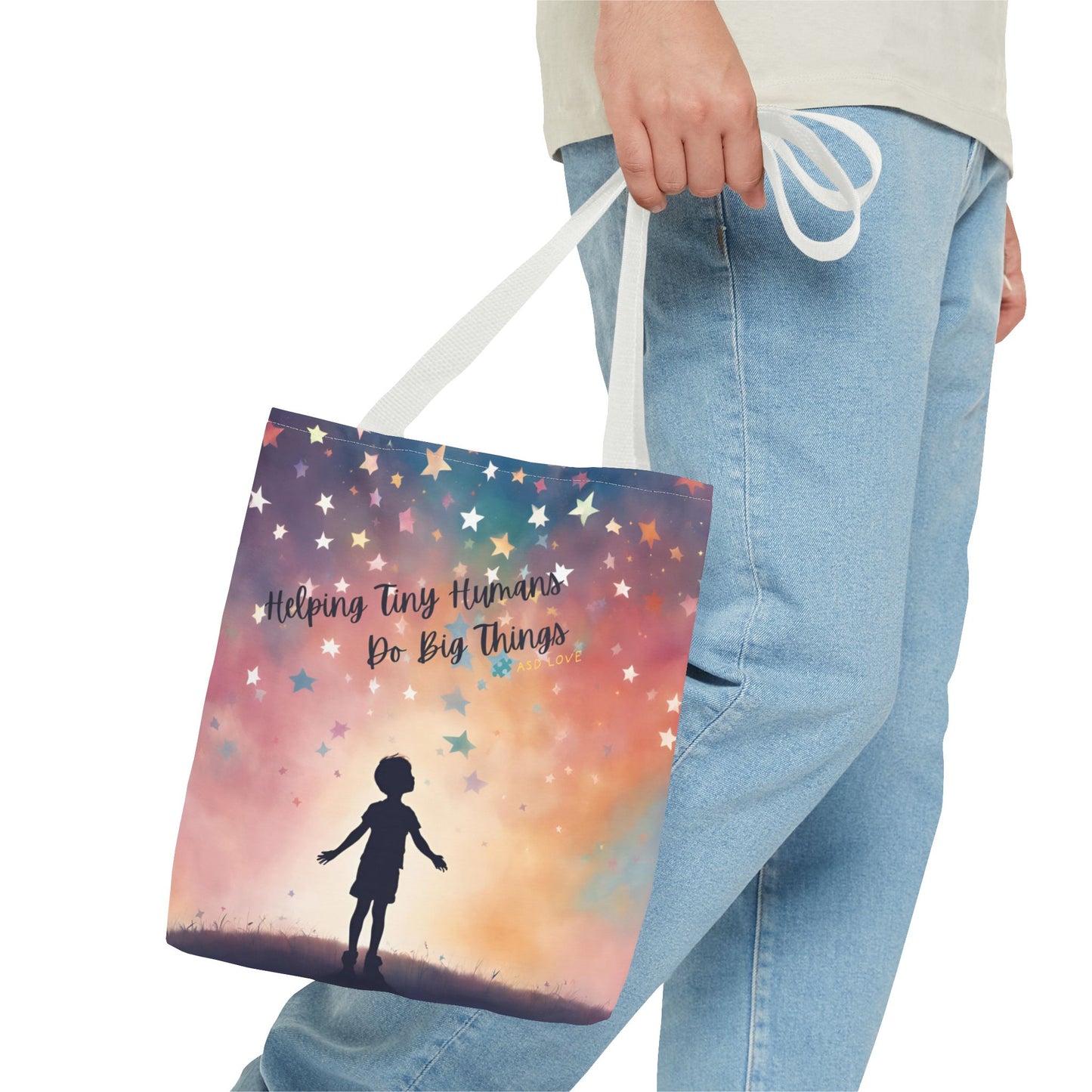 Helping Tiny Humans Do Big Things Tote - Inspiring Kids to Reach for the Stars