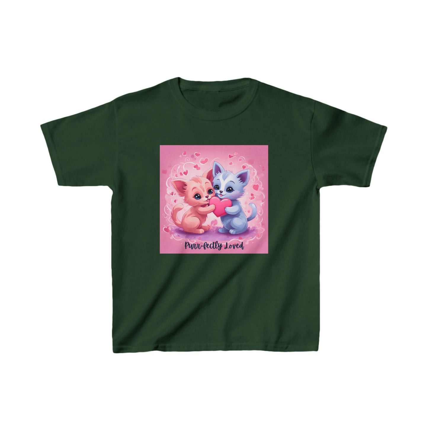 Purr-fectly Loved - Pink & Blue Kittens Valentine's Kids Tee