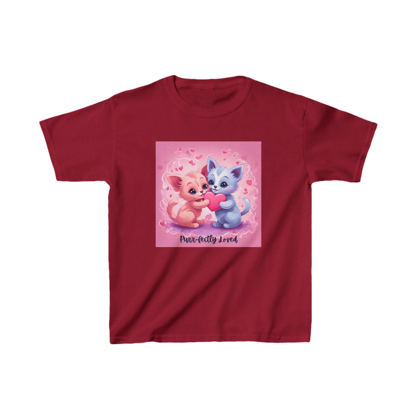 Purr-fectly Loved - Pink & Blue Kittens Valentine's Kids Tee