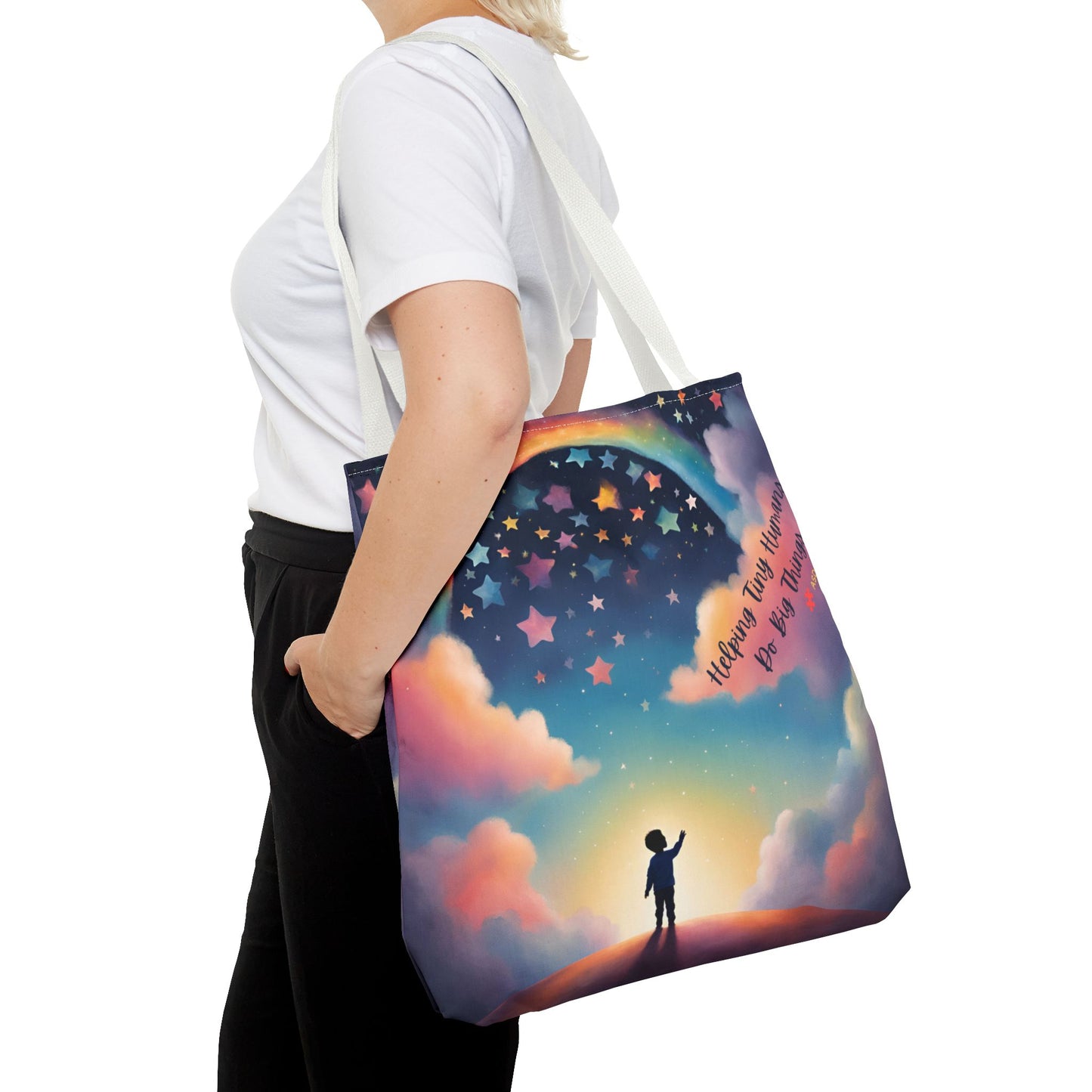 Helping Tiny Humans Do Big Things Tote - Inspiring Kids to Reach for the Stars