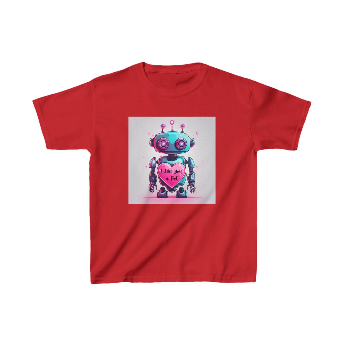I Like You a Bot - Blue Robot Valentine's Kids Tee