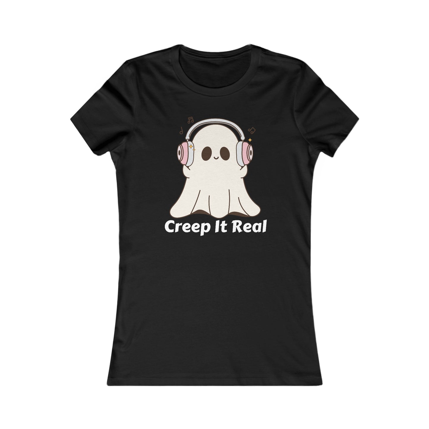 Creep It Real (WF) - Fun Ghost Halloween Tee - Ghost with Headphones