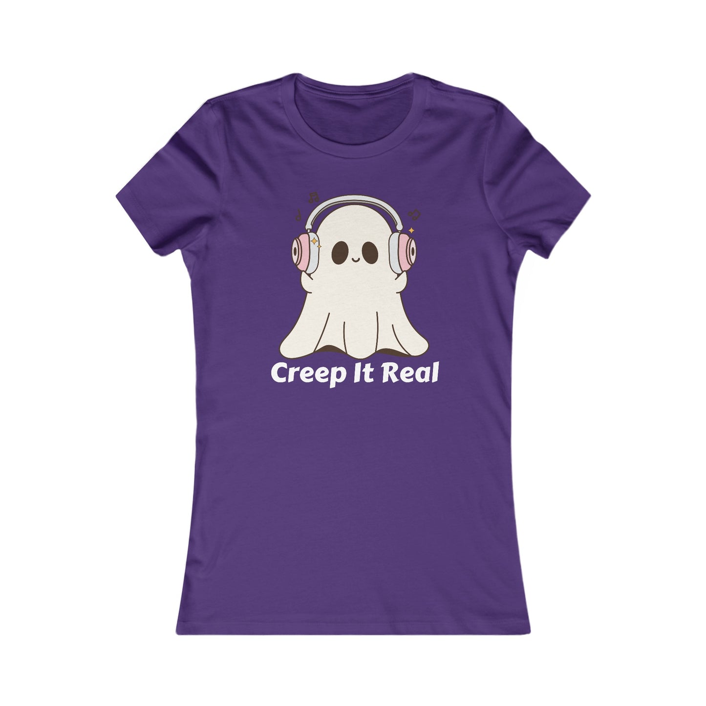 Creep It Real (WF) - Fun Ghost Halloween Tee - Ghost with Headphones