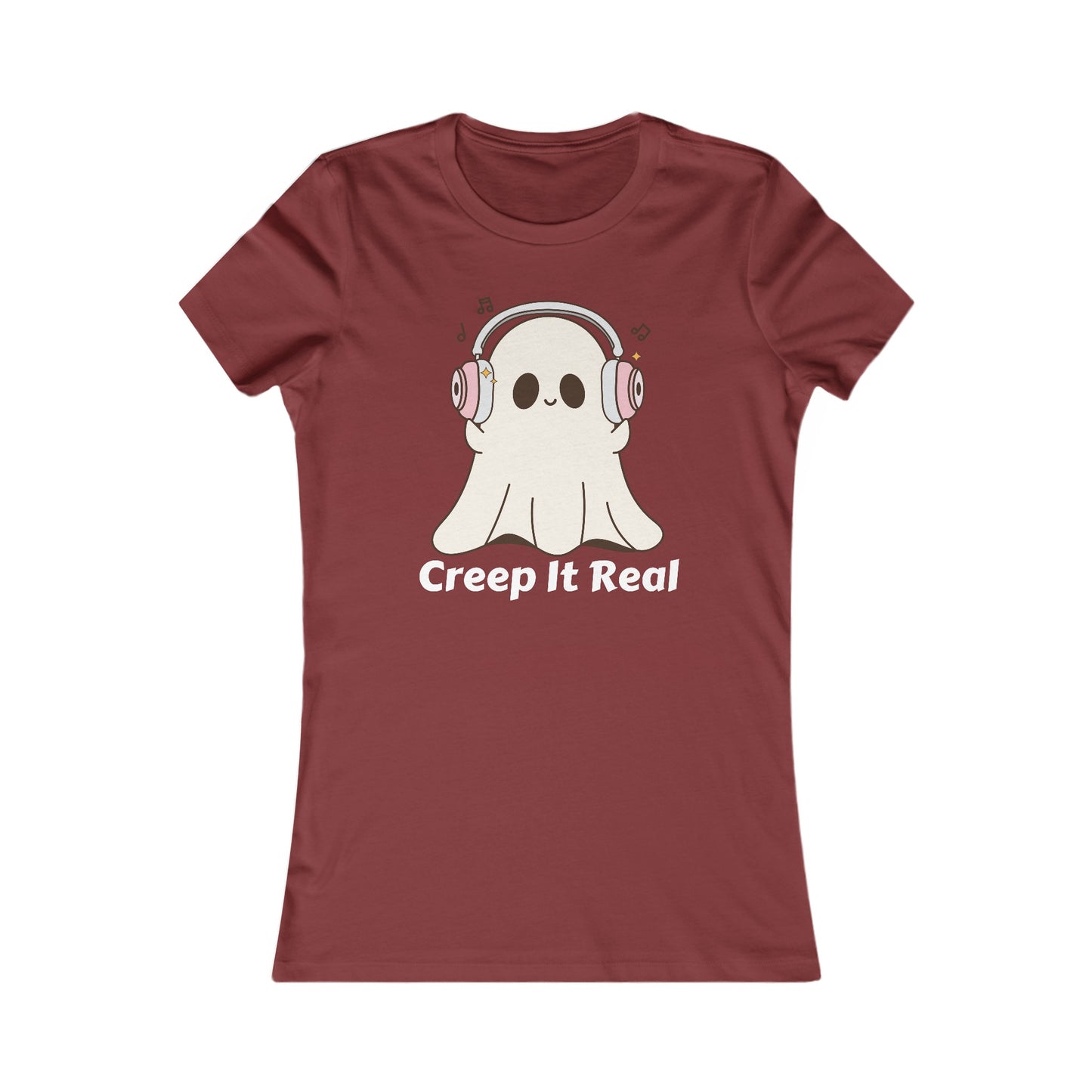 Creep It Real (WF) - Fun Ghost Halloween Tee - Ghost with Headphones