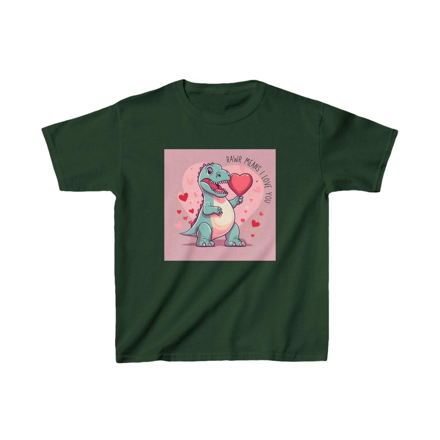 RAWR Means I LOVE YOU - Blue Dino Valentine's Kids Tee
