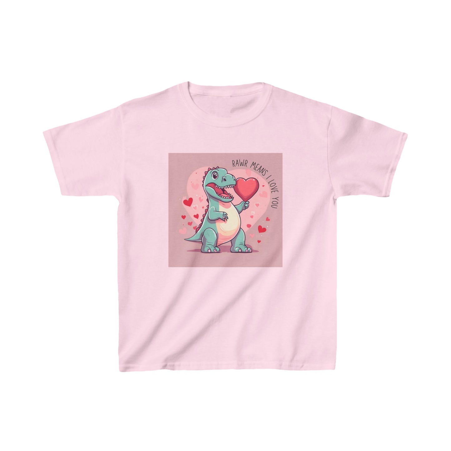 RAWR Means I LOVE YOU - Blue Dino Valentine's Kids Tee