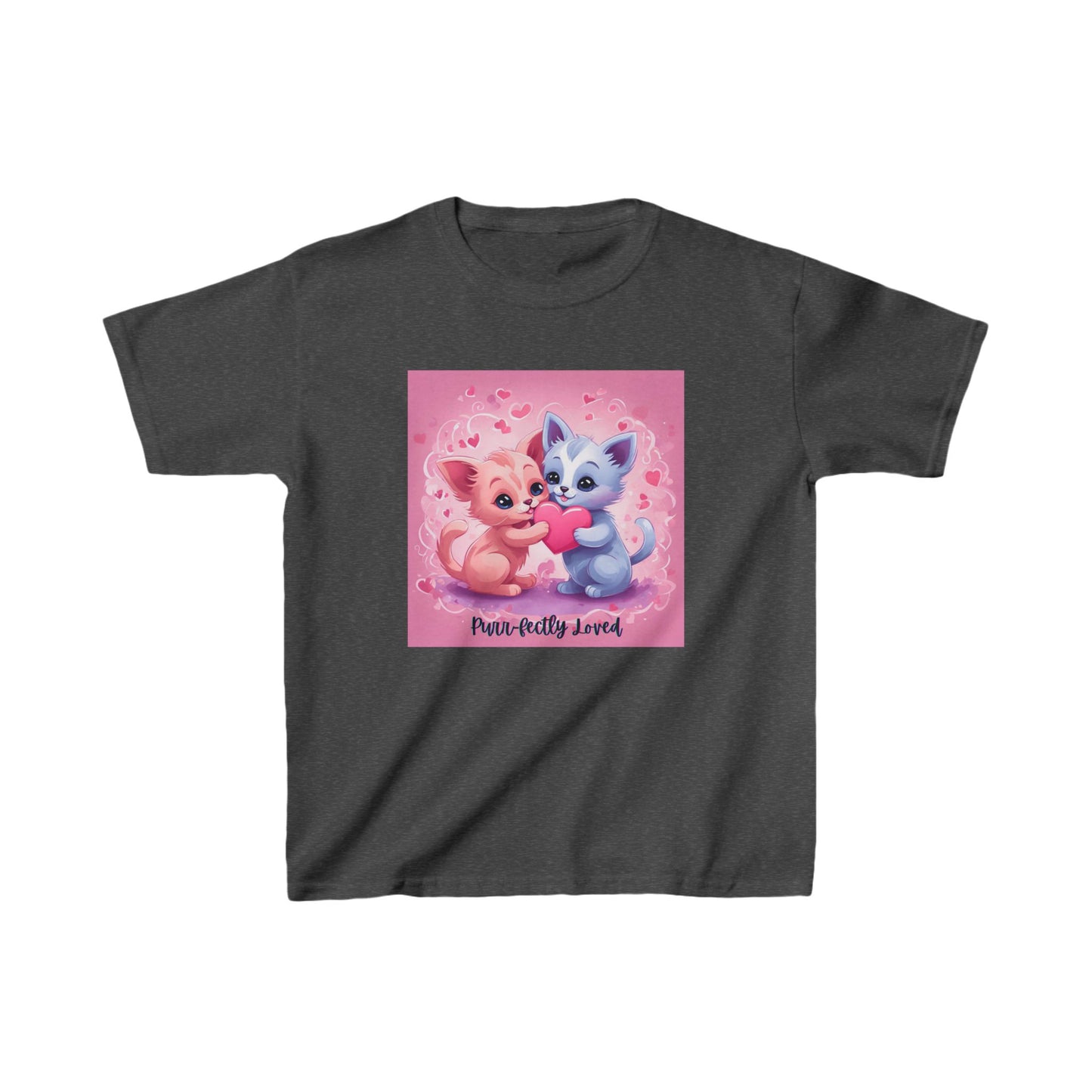 Purr-fectly Loved - Pink & Blue Kittens Valentine's Kids Tee