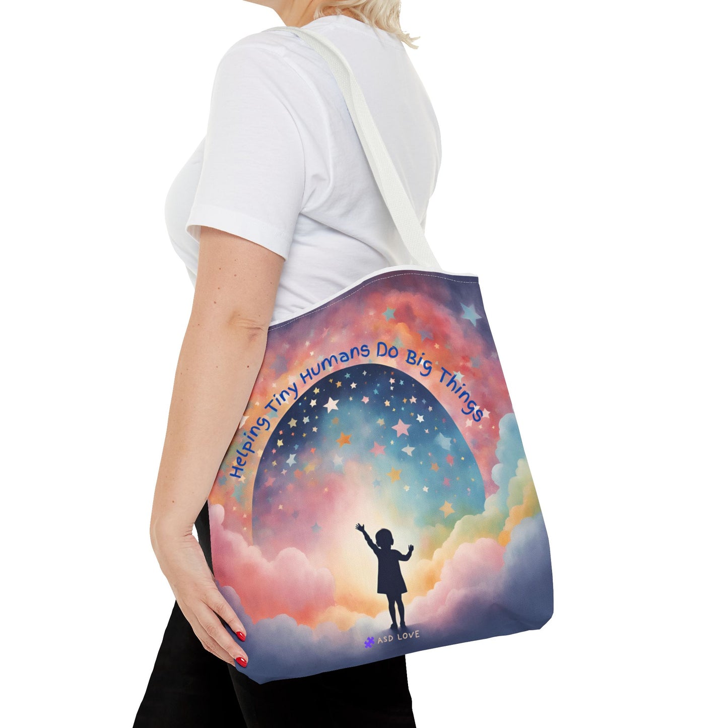 Helping Tiny Humans Do Big Things Tote - Inspiring Kids to Reach for the Stars
