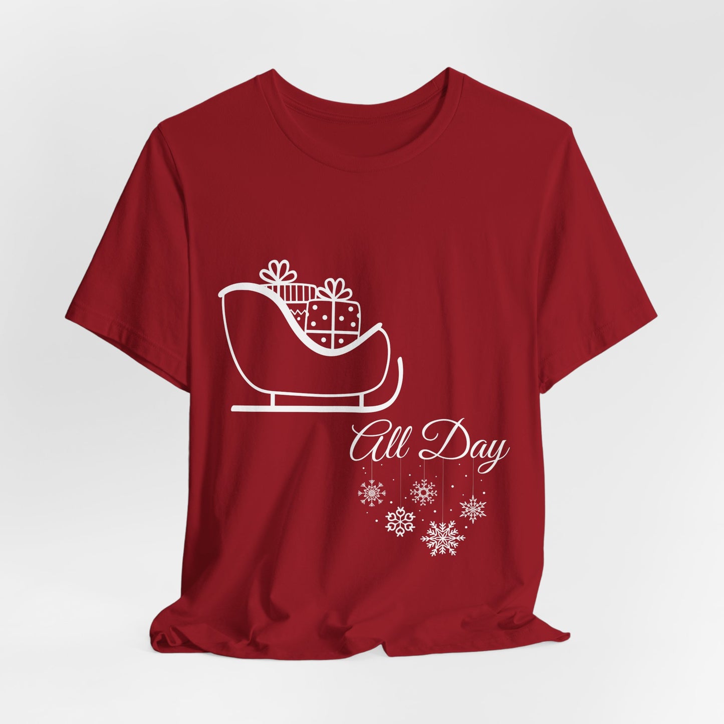 Sleigh All Day Holiday Shirt (WF) – Unisex Jersey Short Sleeve Tee | Holiday Gift | Funny Sleigh T-Shirt | Winter Snowflake Tee | Matching Family Outfit