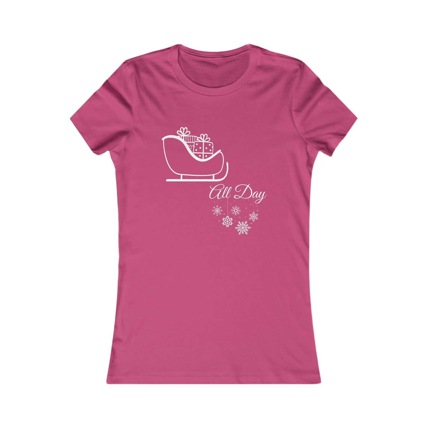 Sleigh All Day Christmas Shirt - Cute Sleigh and Snowflake Festive Holiday Tee