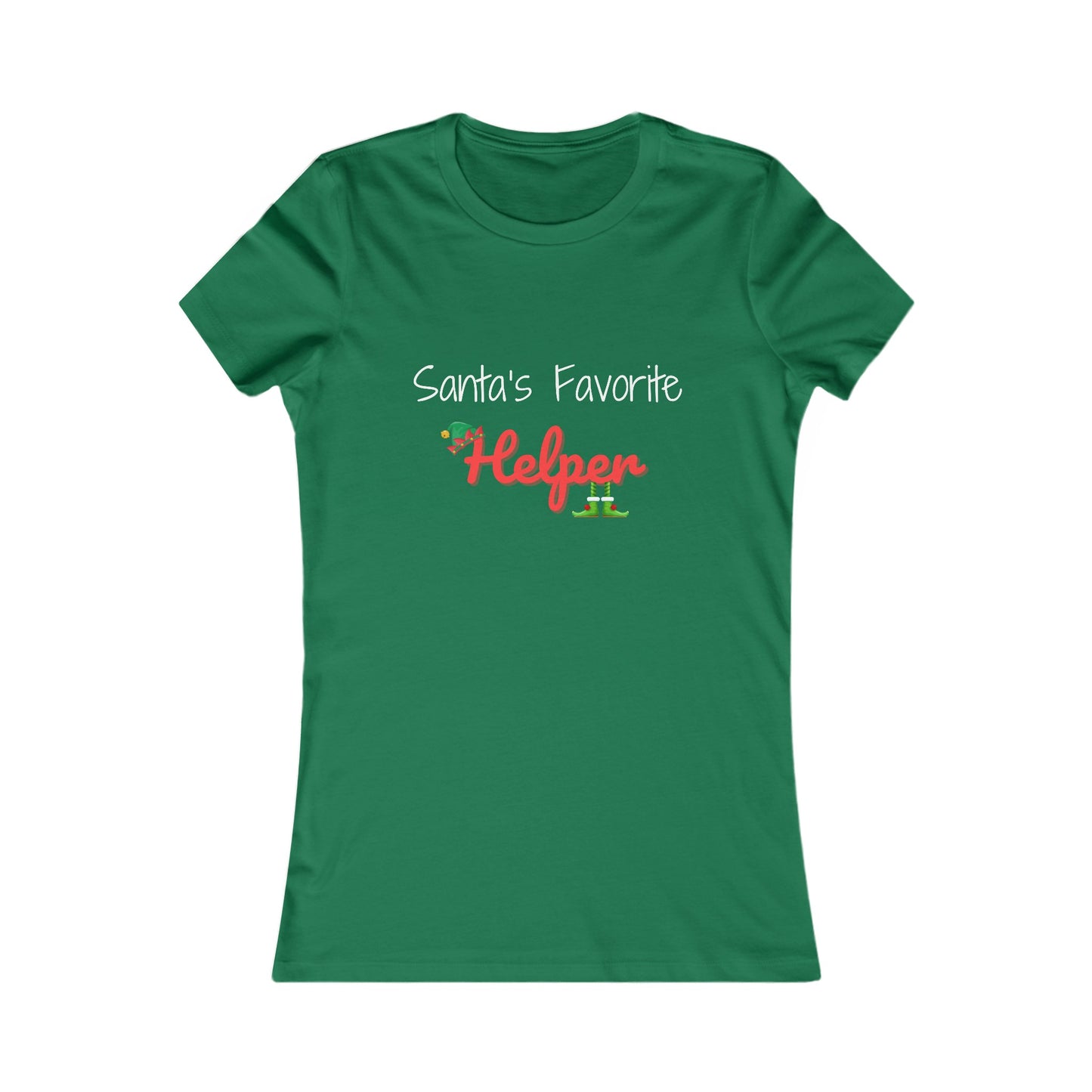 Santa's Favorite Helper Christmas Shirt (WF) - Festive Elf Hat and Shoes Holiday Tee