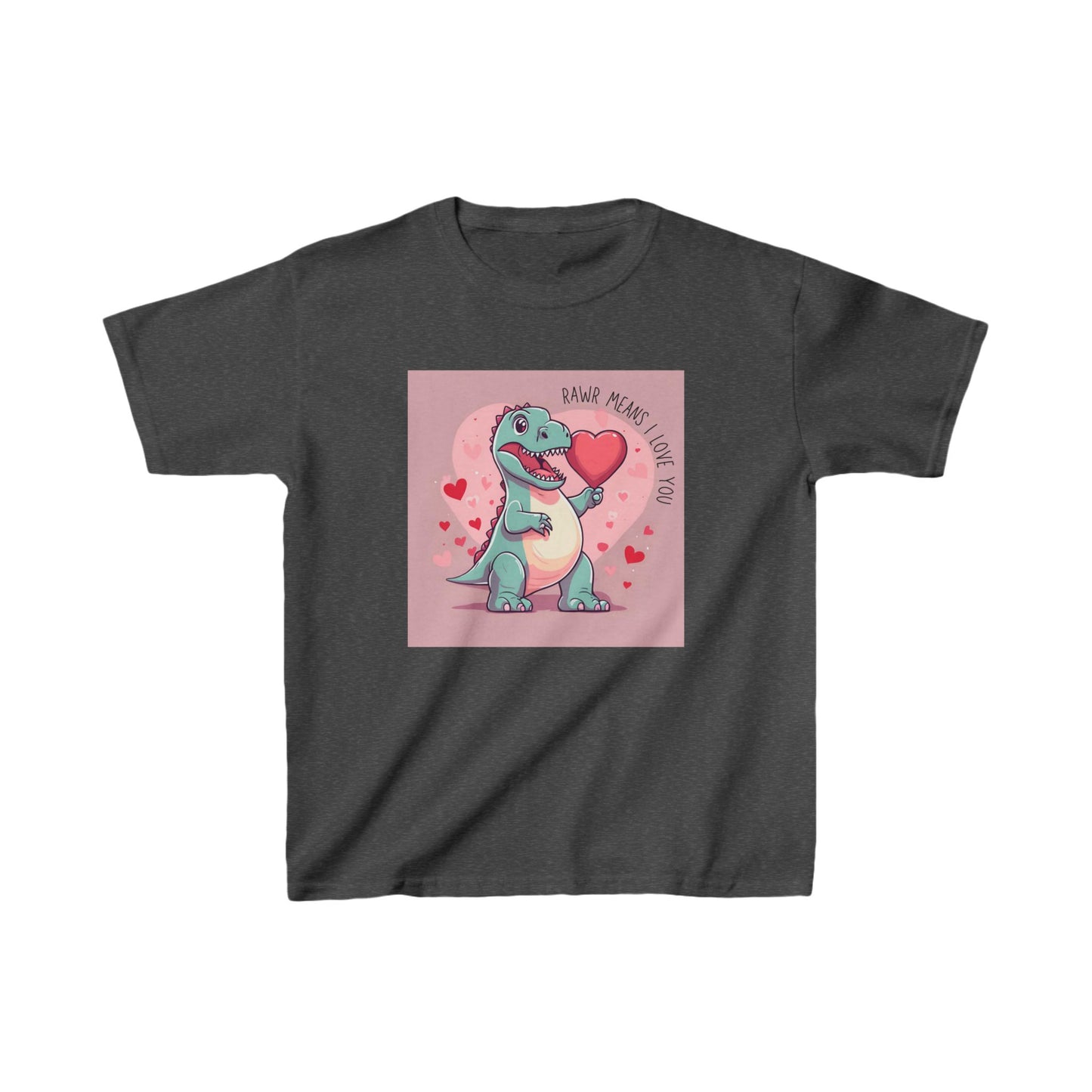 RAWR Means I LOVE YOU - Blue Dino Valentine's Kids Tee