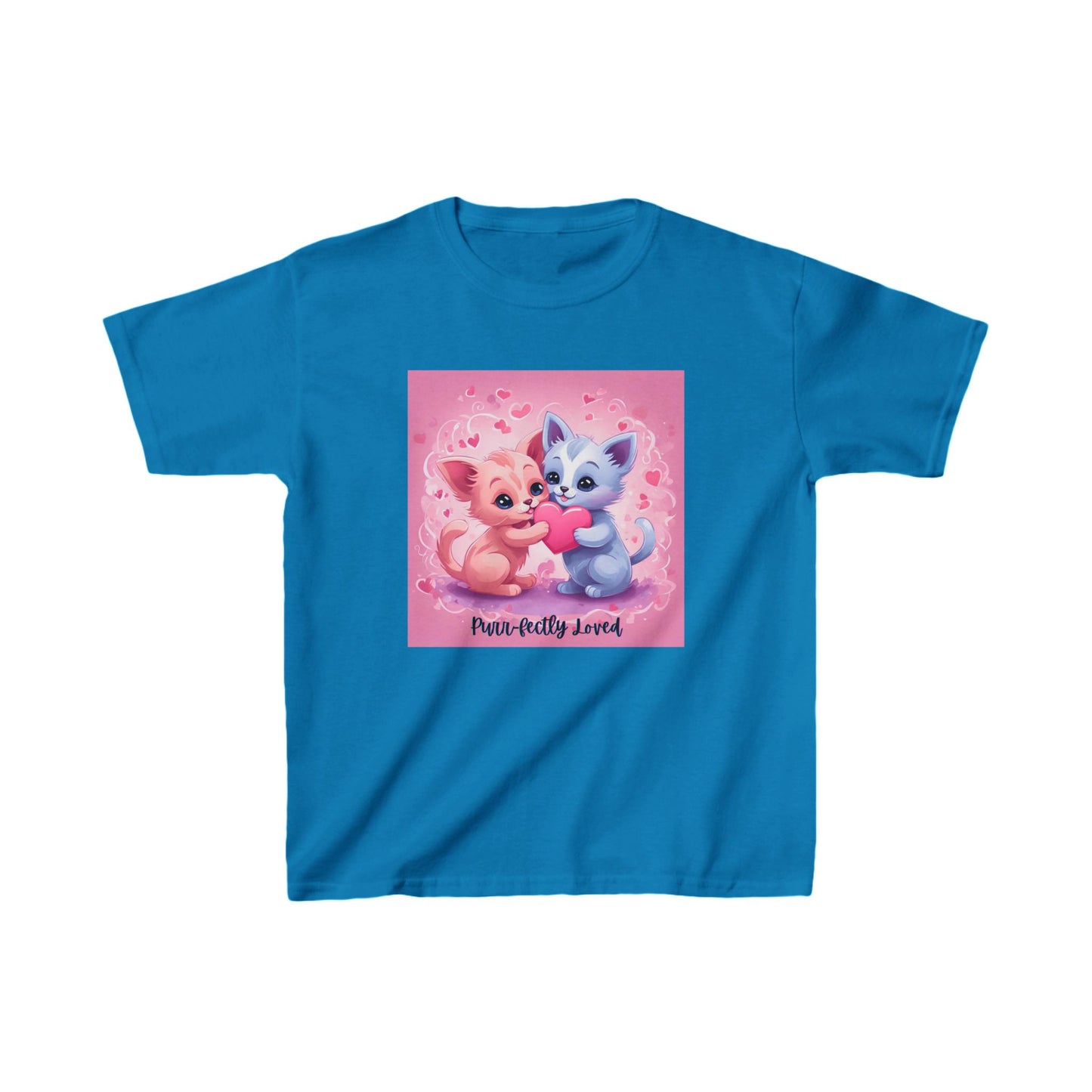Purr-fectly Loved - Pink & Blue Kittens Valentine's Kids Tee