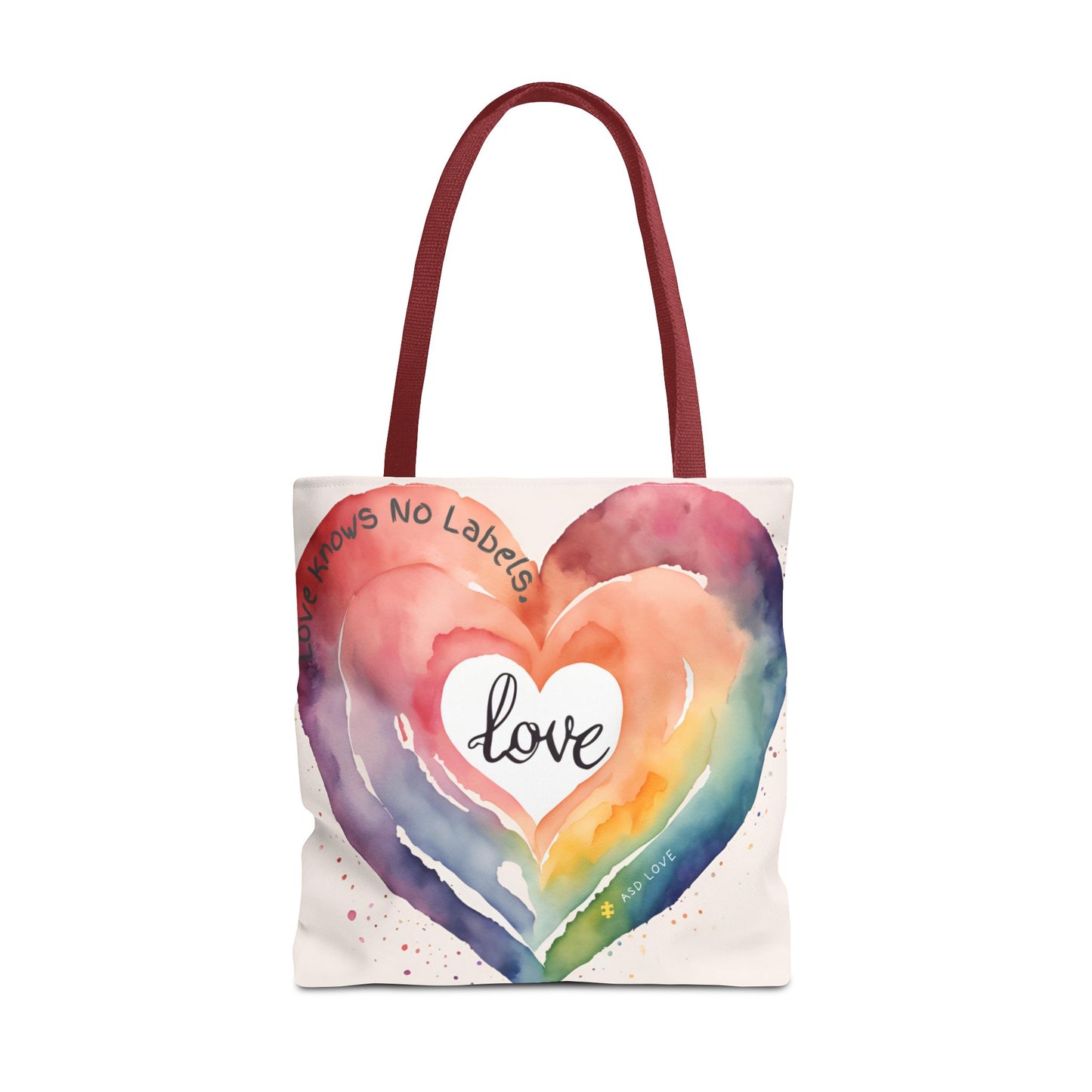 Love Knows No Labels Watercolor Heart Tote Bag - Celebrate Diversity &Unity