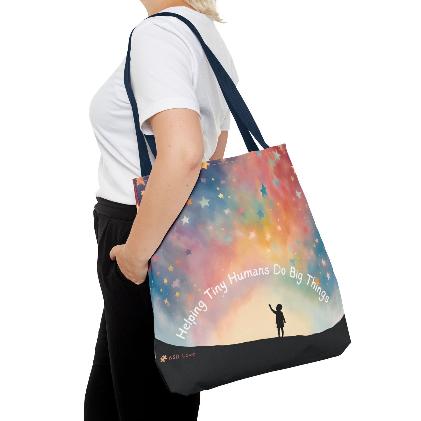 Helping Tiny Humans Do Big Things Tote - Inspiring Kids to Reach for the Stars
