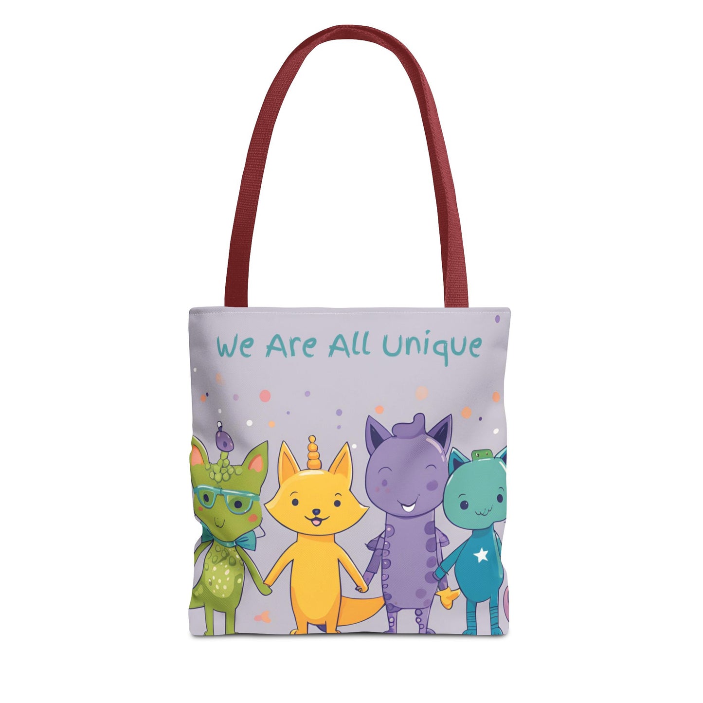 We Are All Unique 4 Animal Friends Tote Bag - Cute, Inclusive, Kid-friendly Design