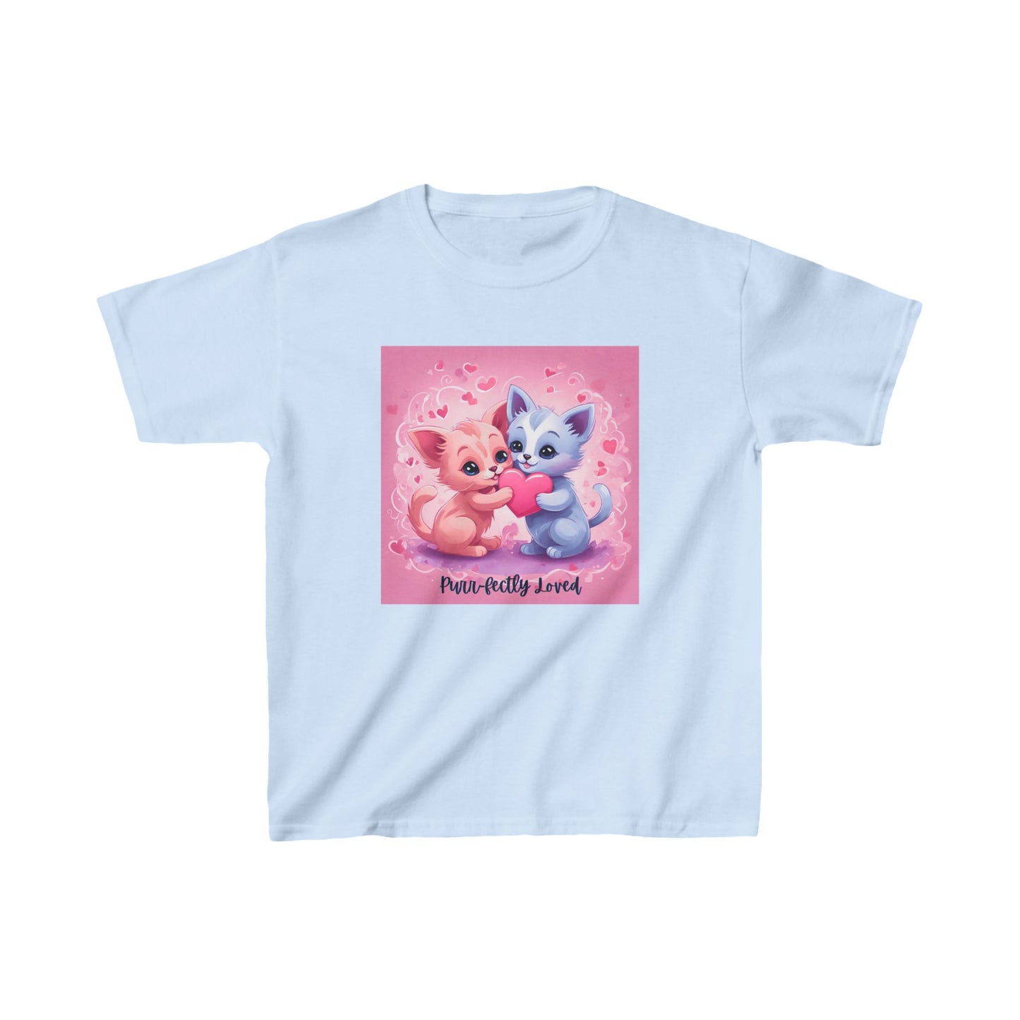 Purr-fectly Loved - Pink & Blue Kittens Valentine's Kids Tee