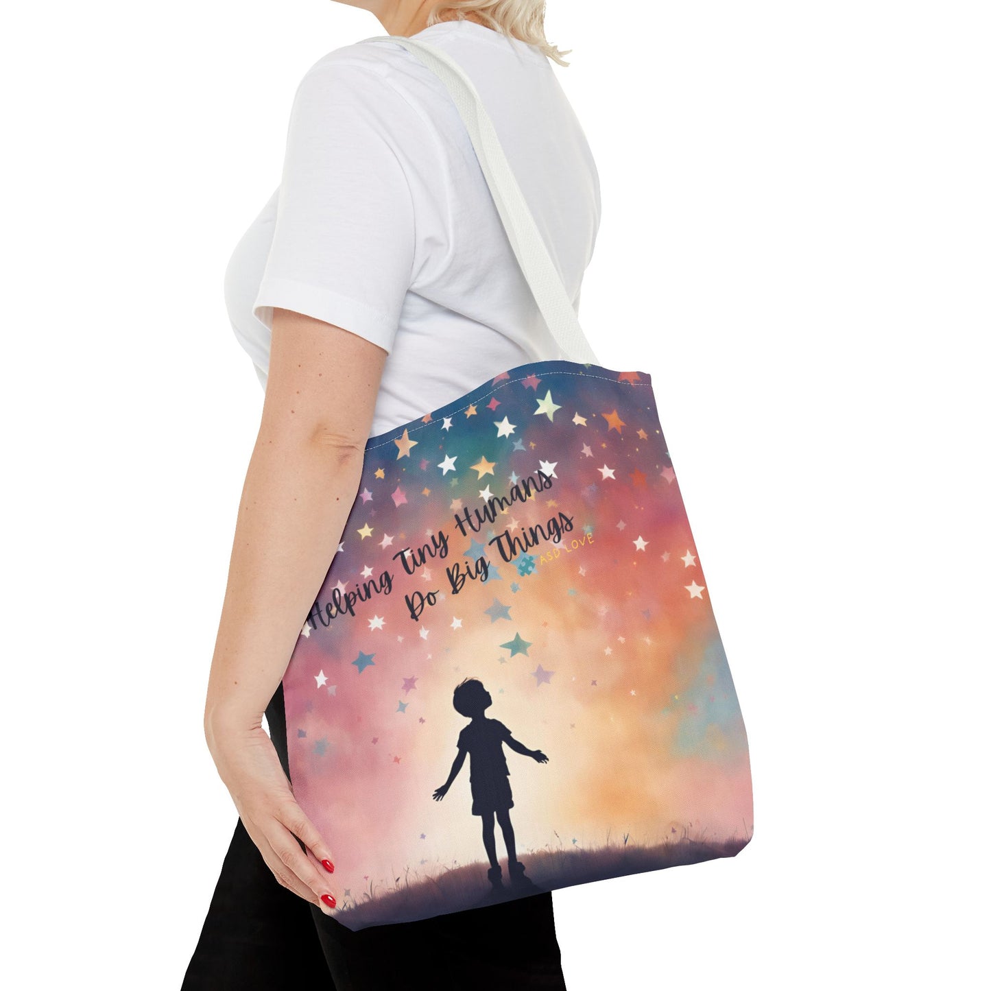 Helping Tiny Humans Do Big Things Tote - Inspiring Kids to Reach for the Stars