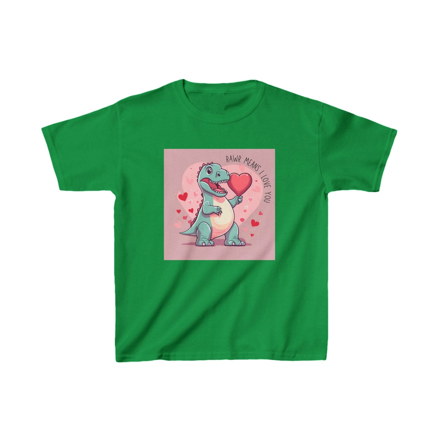 RAWR Means I LOVE YOU - Blue Dino Valentine's Kids Tee