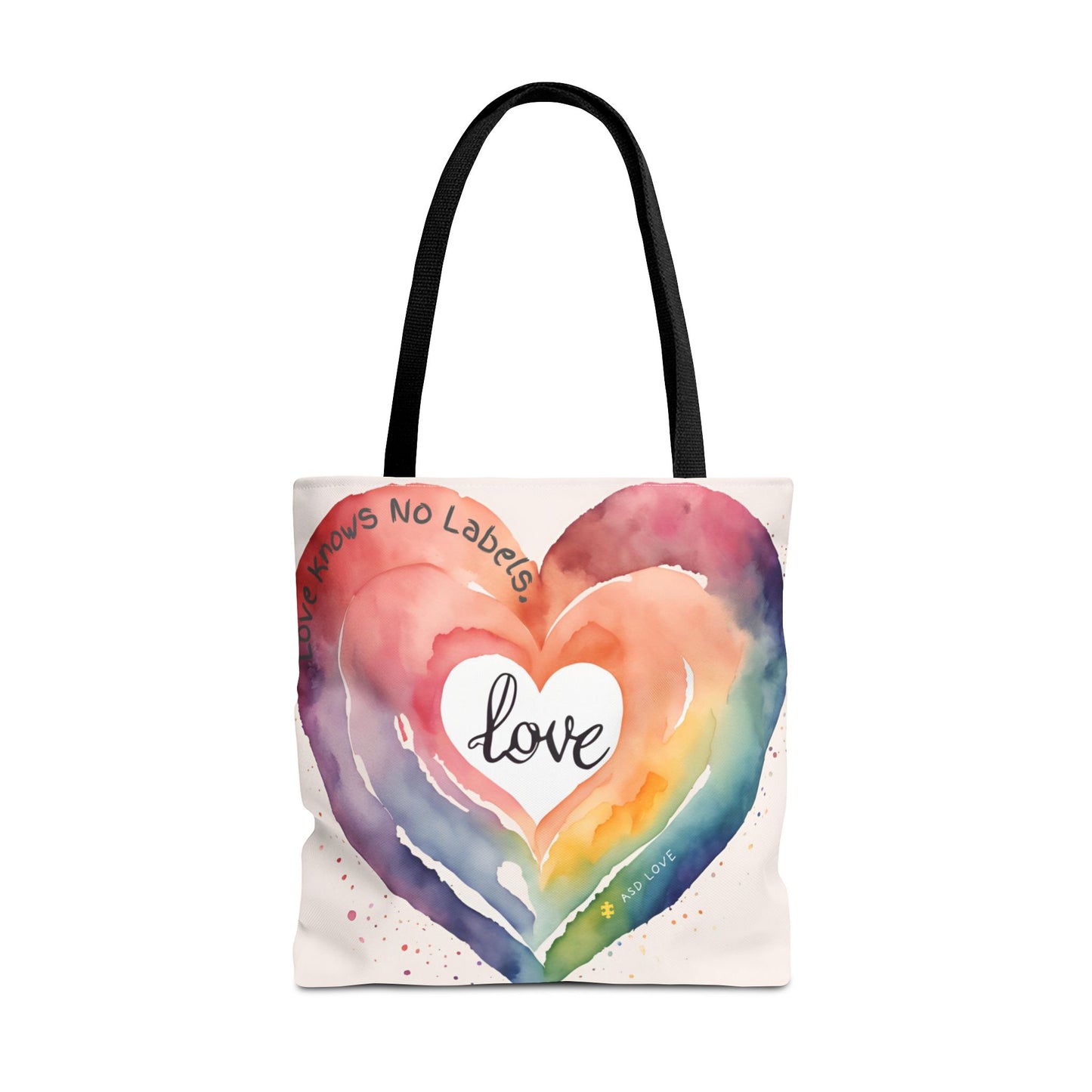 Love Knows No Labels Watercolor Heart Tote Bag - Celebrate Diversity &Unity
