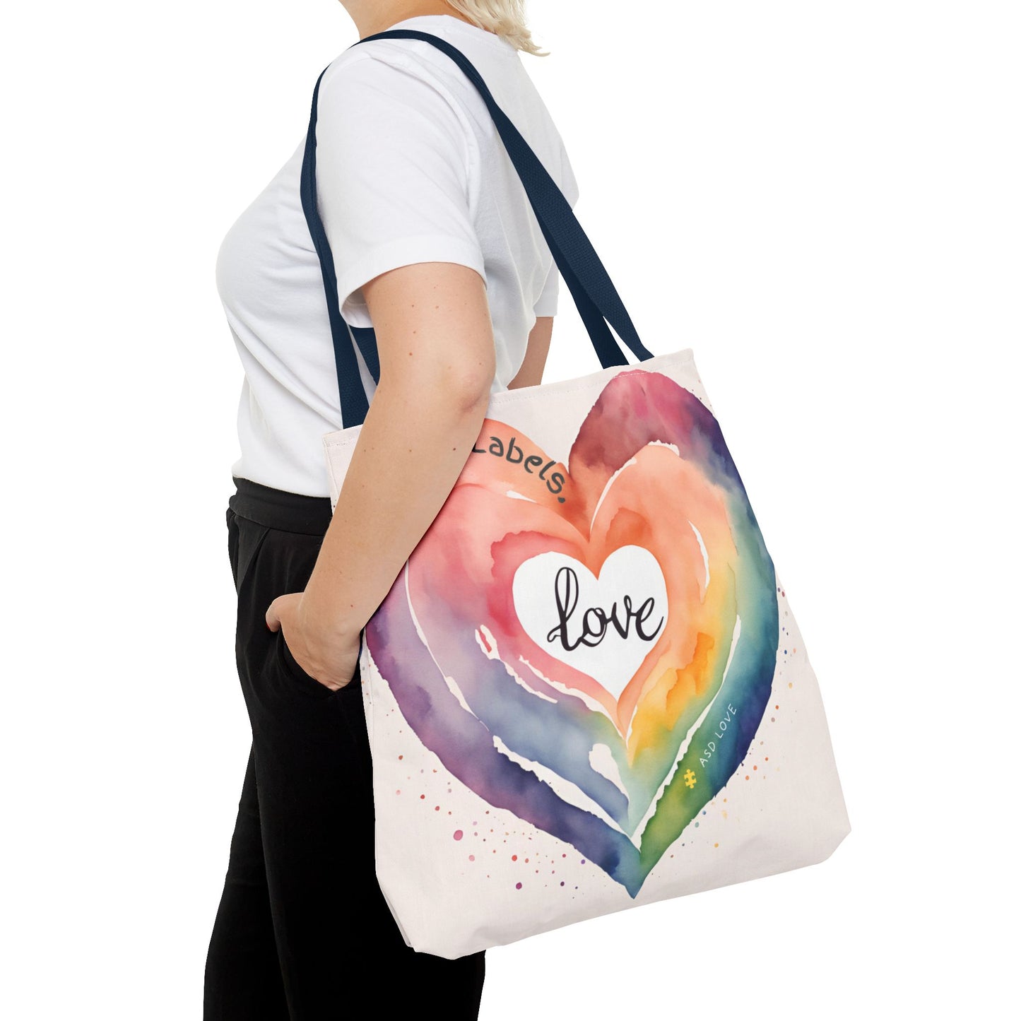 Love Knows No Labels Watercolor Heart Tote Bag - Celebrate Diversity &Unity