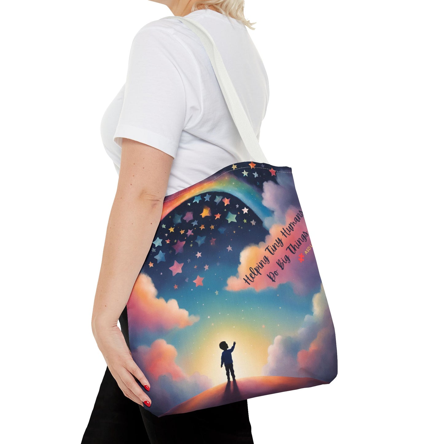 Helping Tiny Humans Do Big Things Tote - Inspiring Kids to Reach for the Stars
