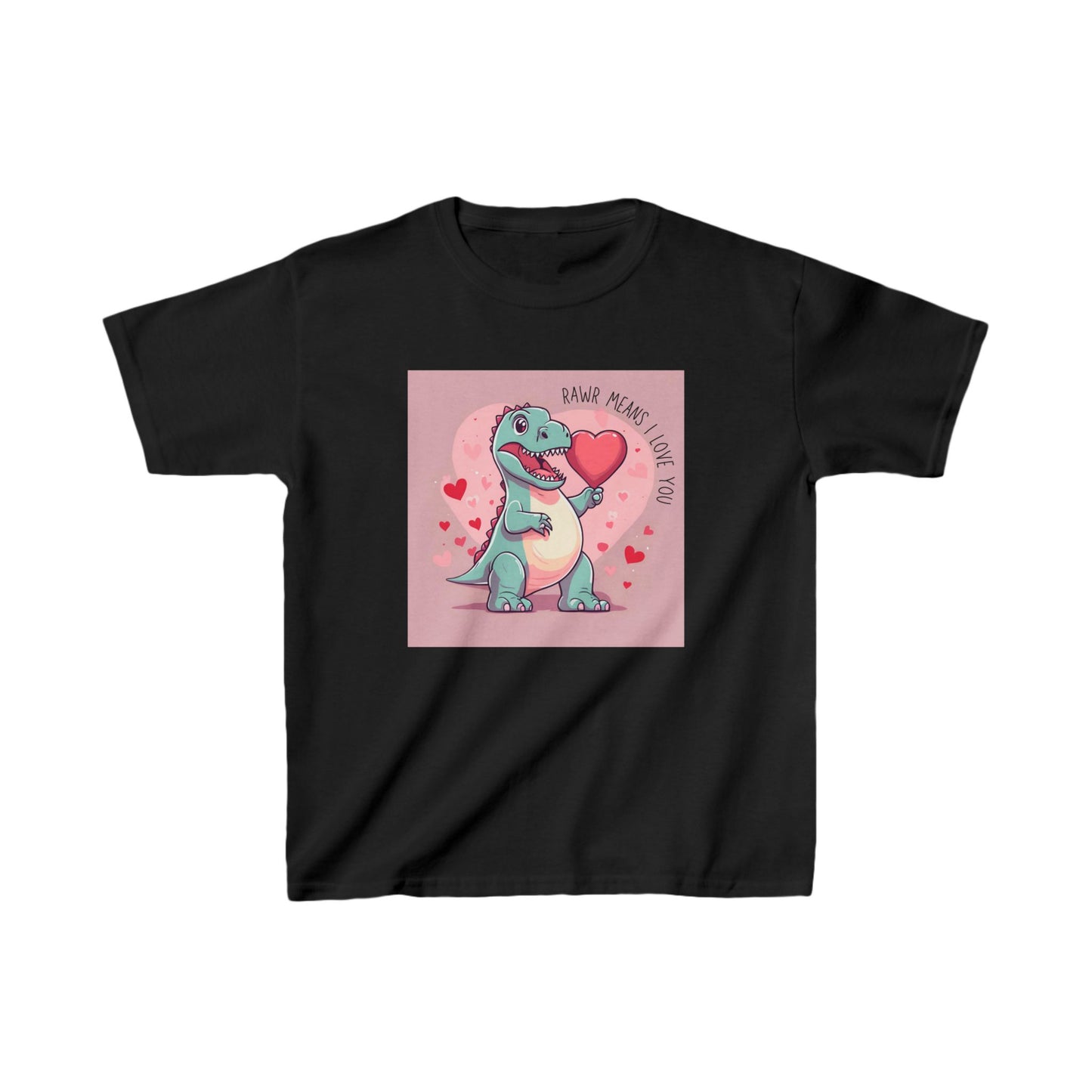 RAWR Means I LOVE YOU - Blue Dino Valentine's Kids Tee