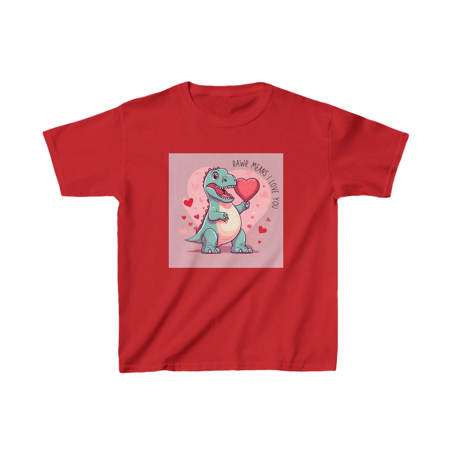 RAWR Means I LOVE YOU - Blue Dino Valentine's Kids Tee