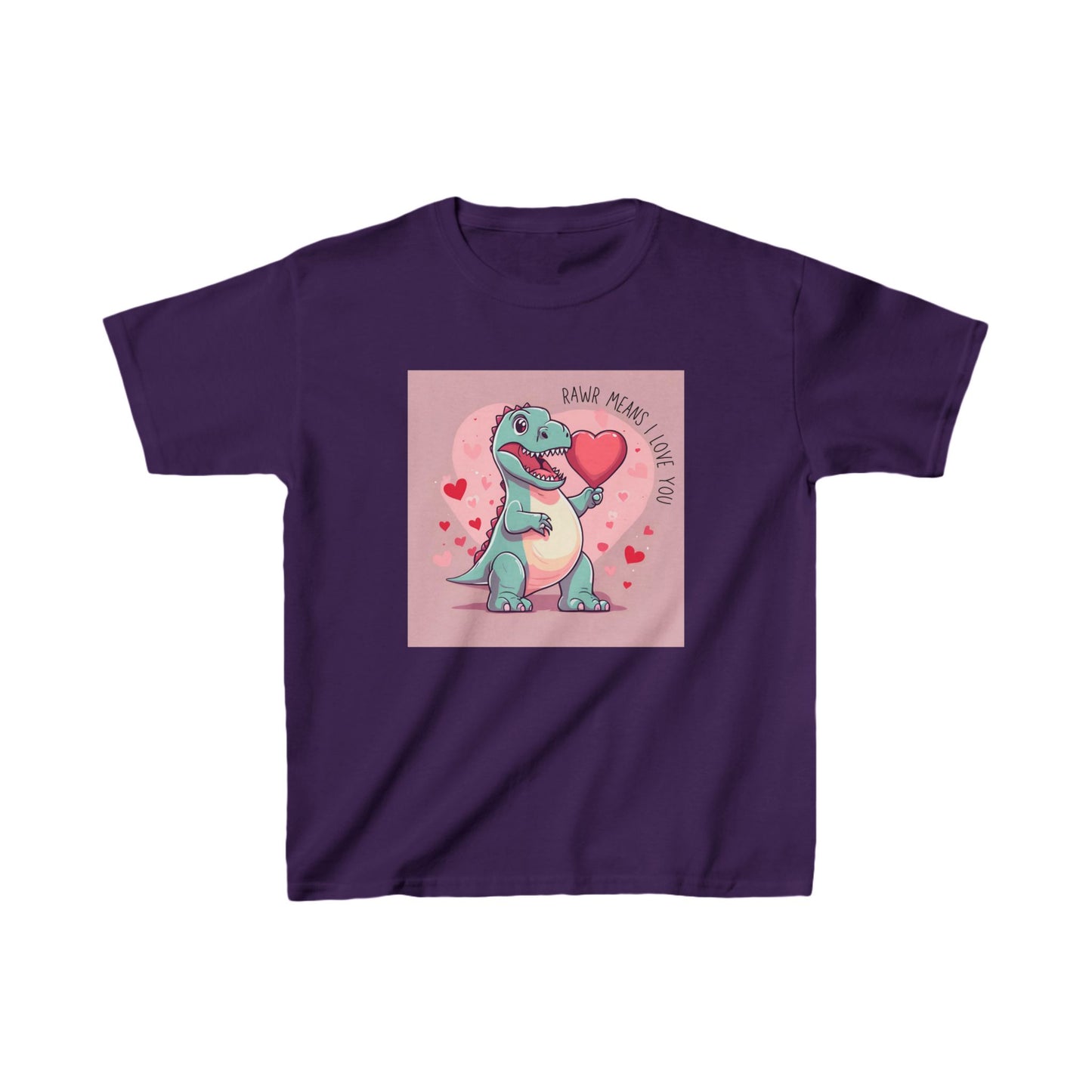 RAWR Means I LOVE YOU - Blue Dino Valentine's Kids Tee