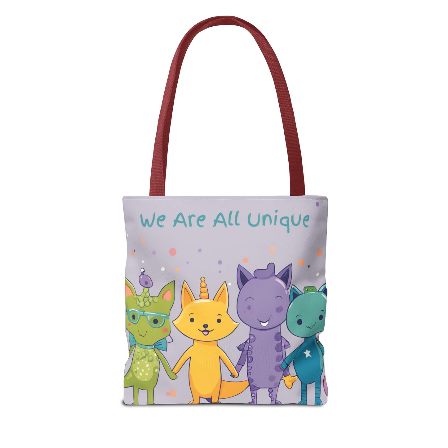 We Are All Unique 4 Animal Friends Tote Bag - Cute, Inclusive, Kid-friendly Design