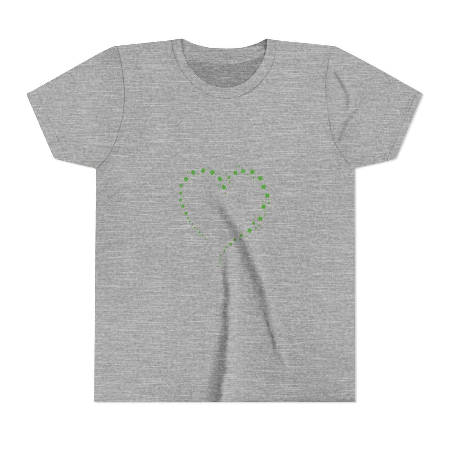 Green Heart Dotted Design Youth Tee | St. Patrick's Day Shamrock Motif
