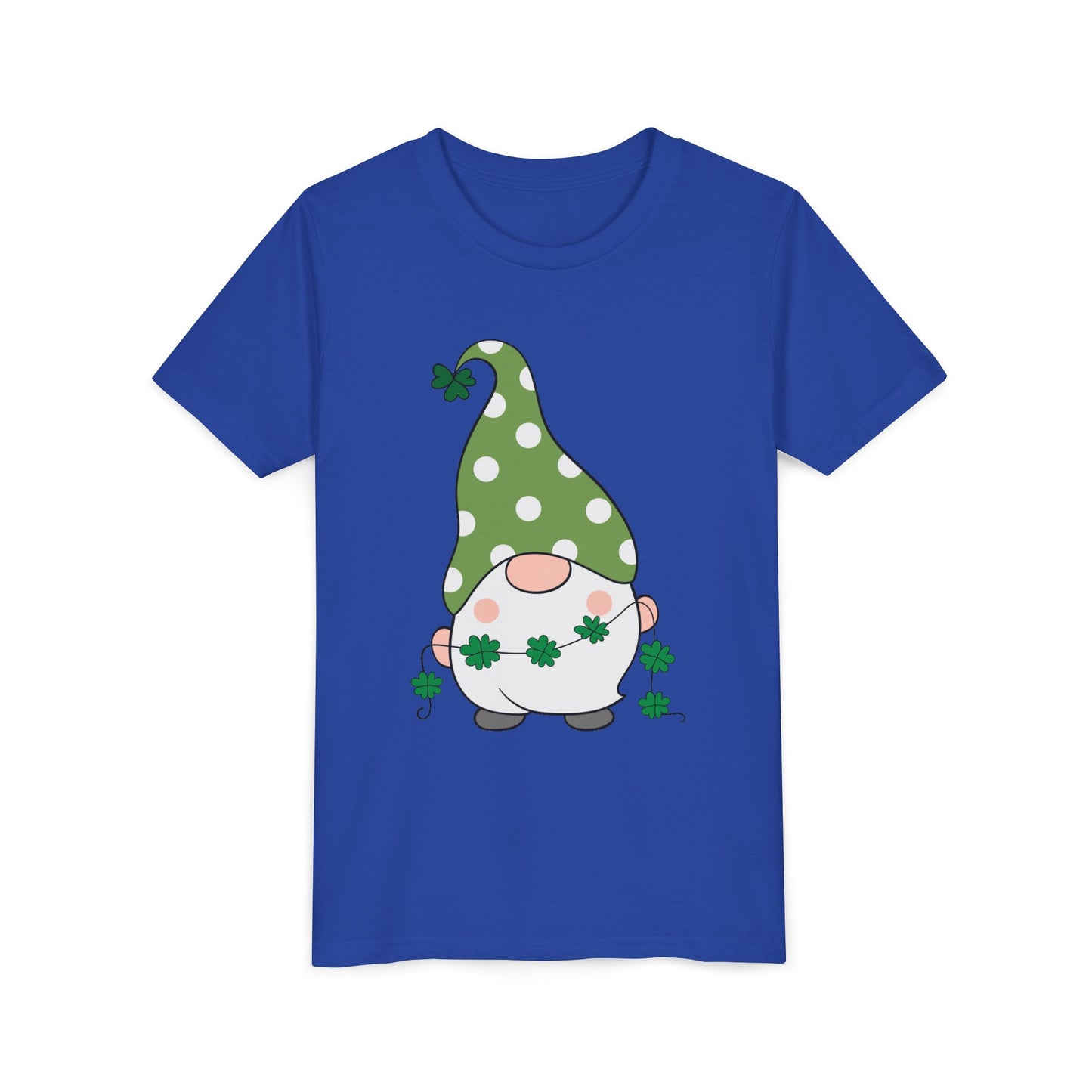 St. Patricks Gnome Youth Tee | Green Polka Dot Hat with Shamrocks