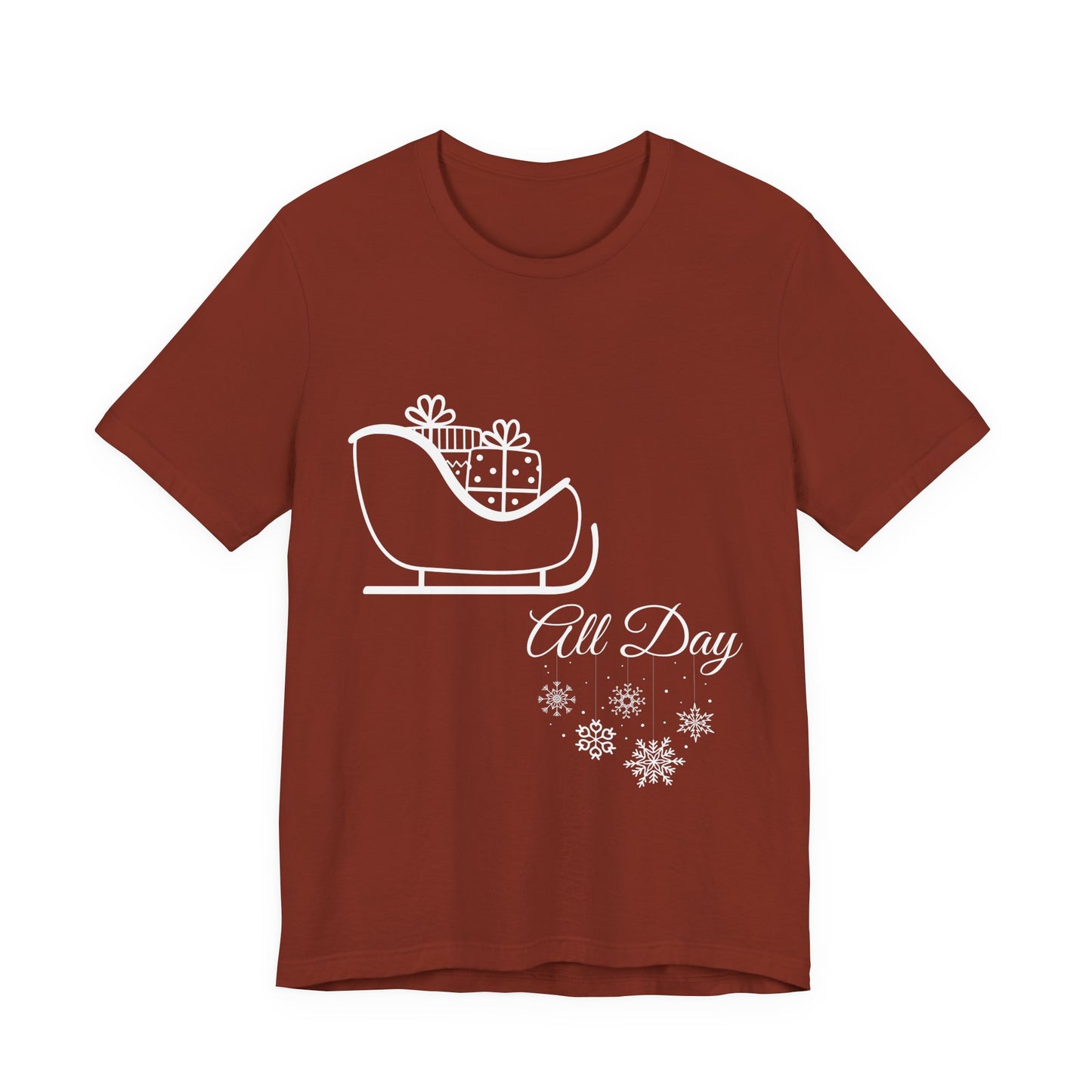 Sleigh All Day Holiday Shirt (WF) – Unisex Jersey Short Sleeve Tee | Holiday Gift | Funny Sleigh T-Shirt | Winter Snowflake Tee | Matching Family Outfit