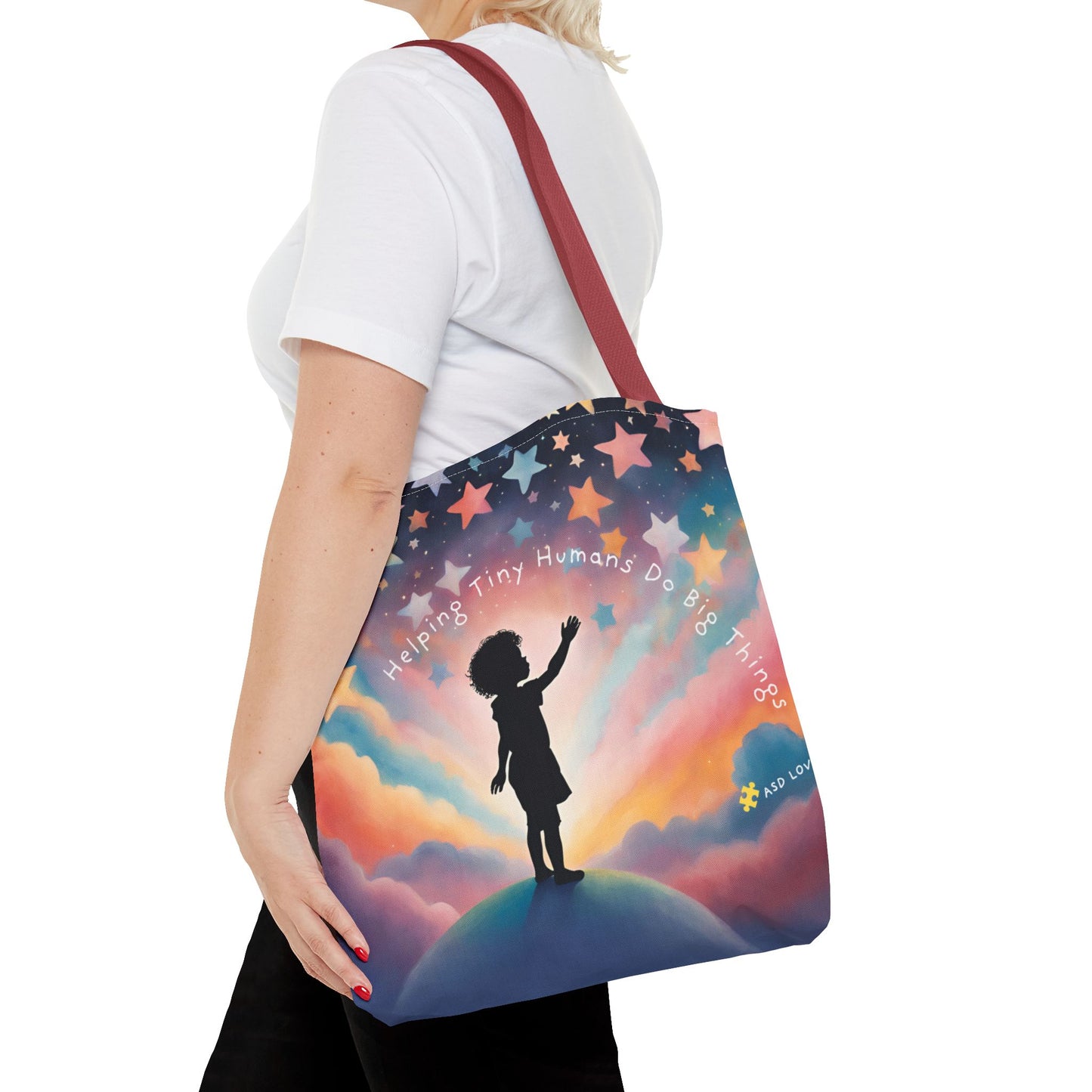 Helping Tiny Humans Do Big Things Tote - Inspiring Kids to Reach for the Stars