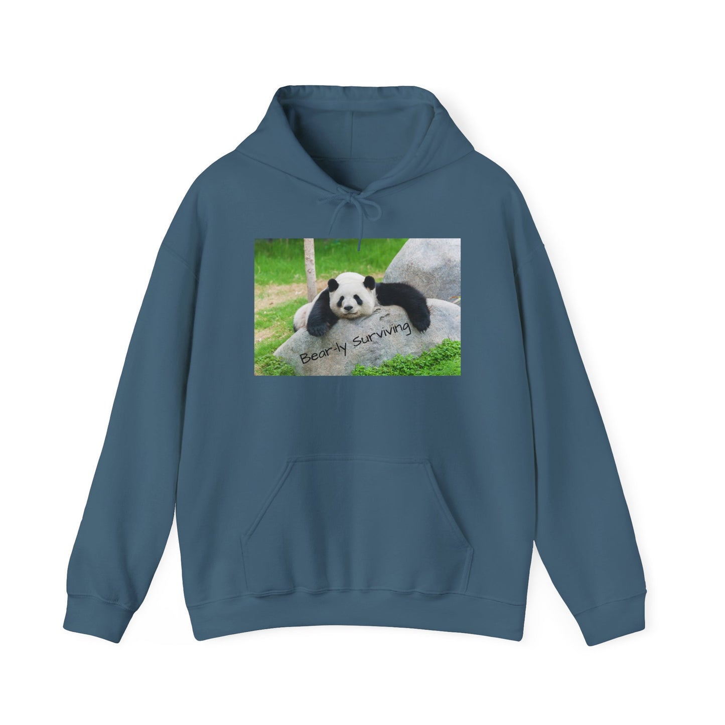 Funny Panda Hoodie | Bear-ly Surviving Sweatshirt | Lazy Mood Cozy Hoodie | Mental Health Humor Gift | Unisex Loungewear | Panda Lover