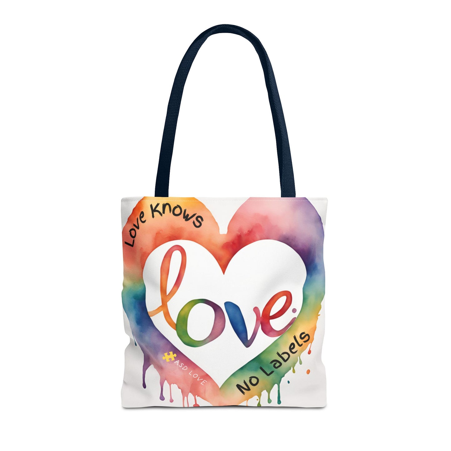 Love Knows No Labels Watercolor Drip Tote Bag - Embrace Acceptance & Harmony