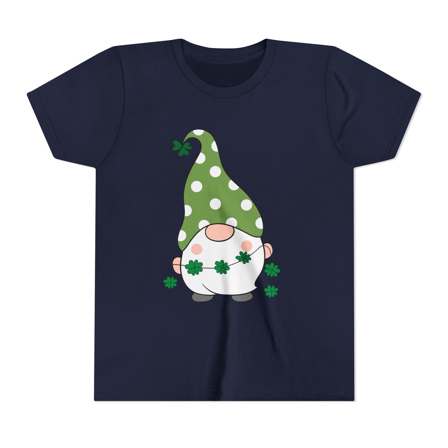 St. Patricks Gnome Youth Tee | Green Polka Dot Hat with Shamrocks