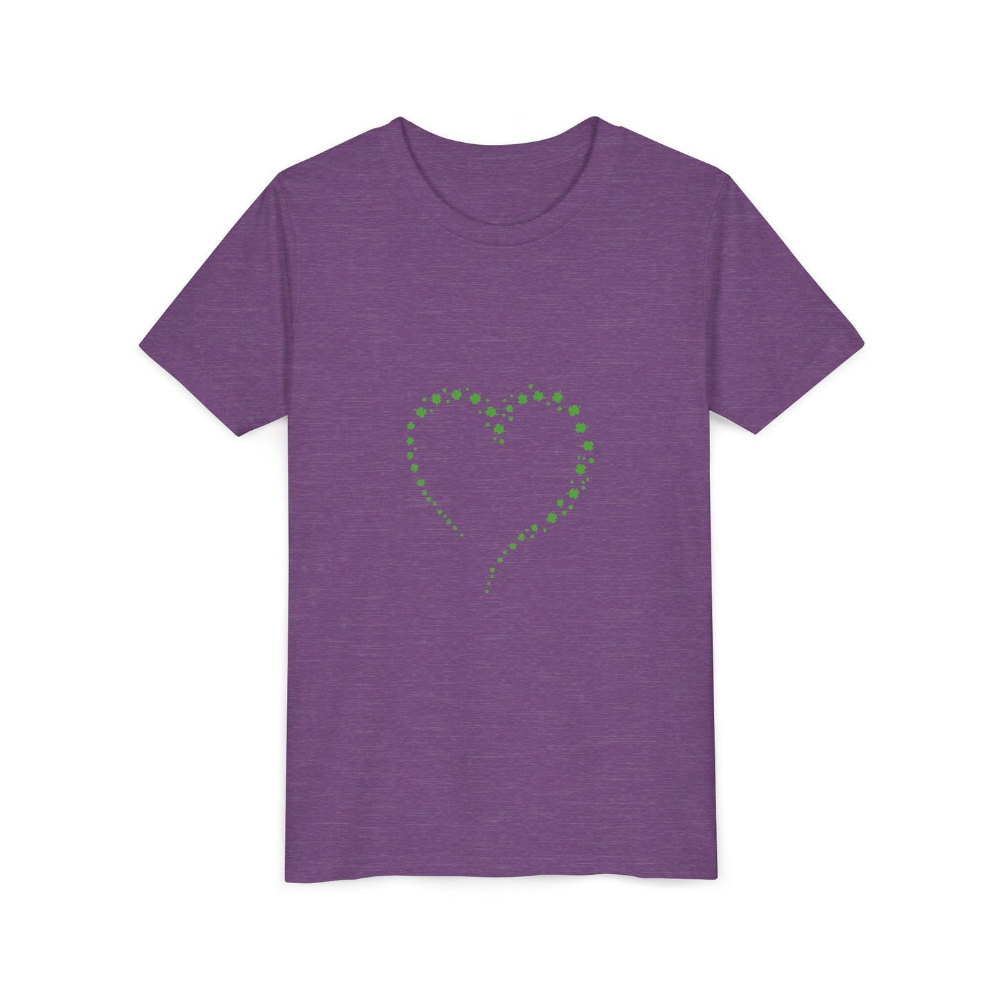 Green Heart Dotted Design Youth Tee | St. Patrick's Day Shamrock Motif