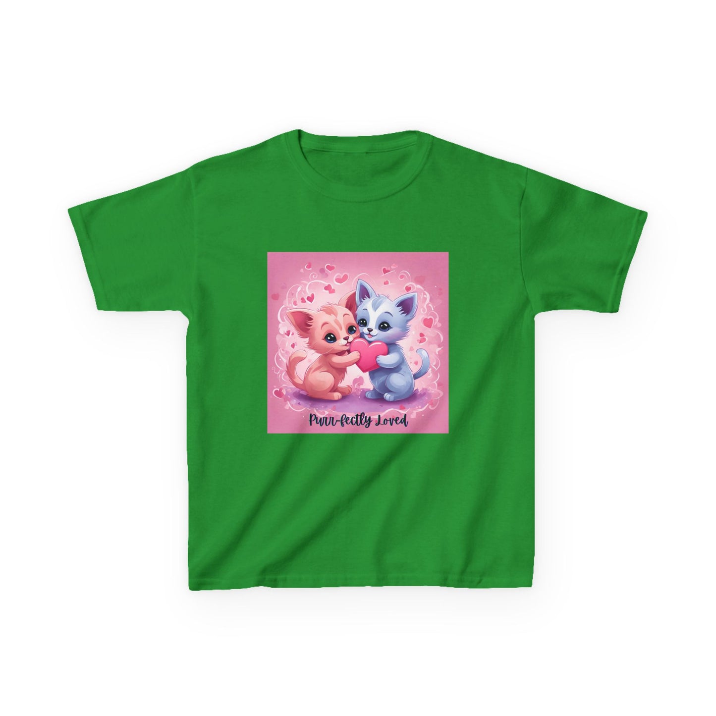 Purr-fectly Loved - Pink & Blue Kittens Valentine's Kids Tee