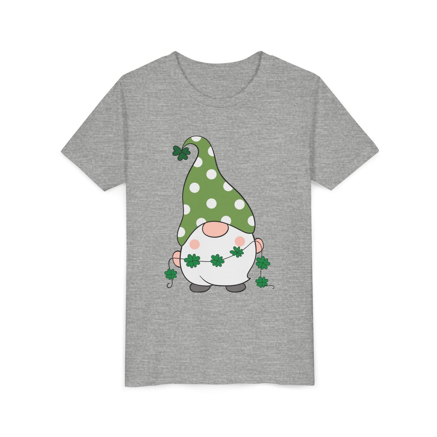 St. Patricks Gnome Youth Tee | Green Polka Dot Hat with Shamrocks