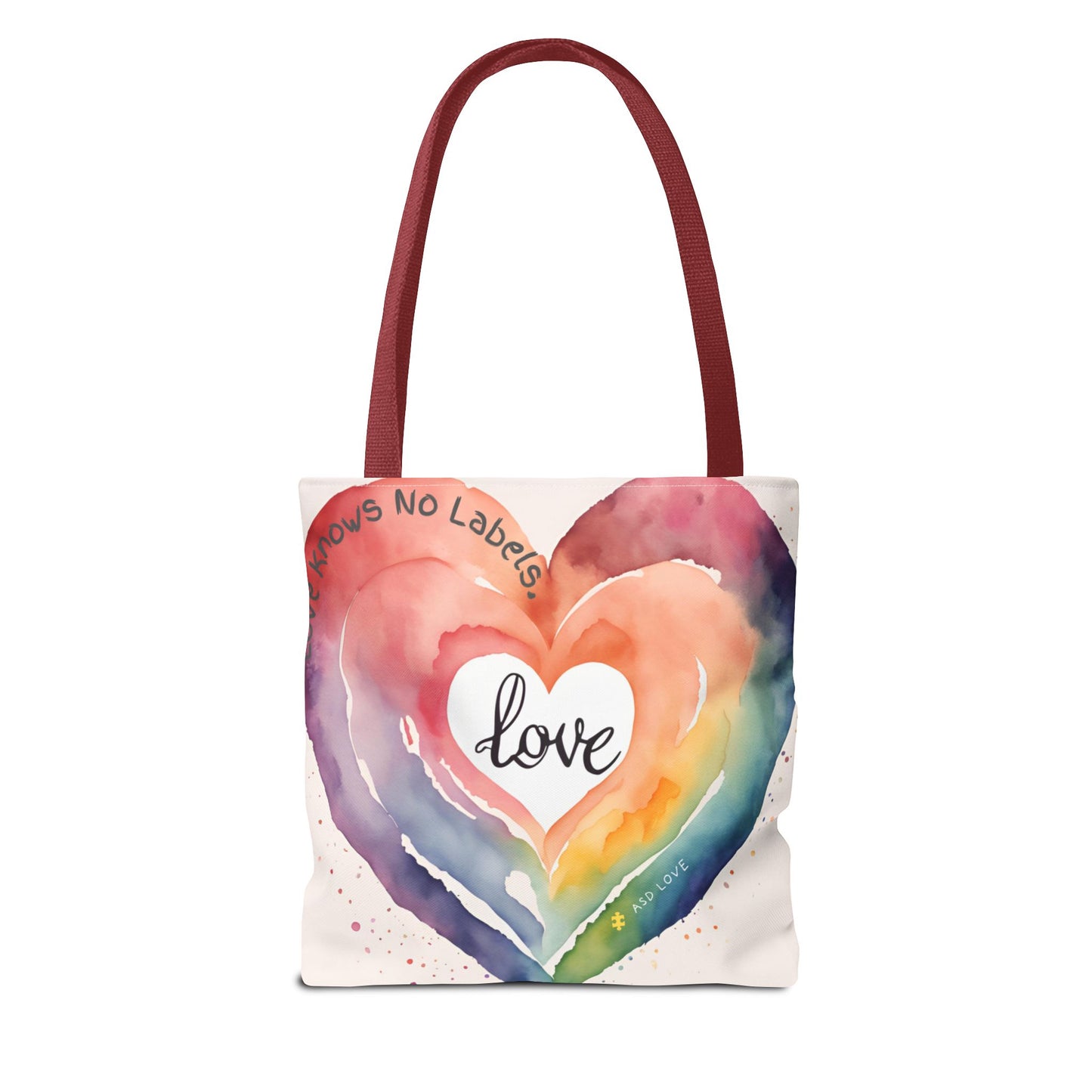 Love Knows No Labels Watercolor Heart Tote Bag - Celebrate Diversity &Unity