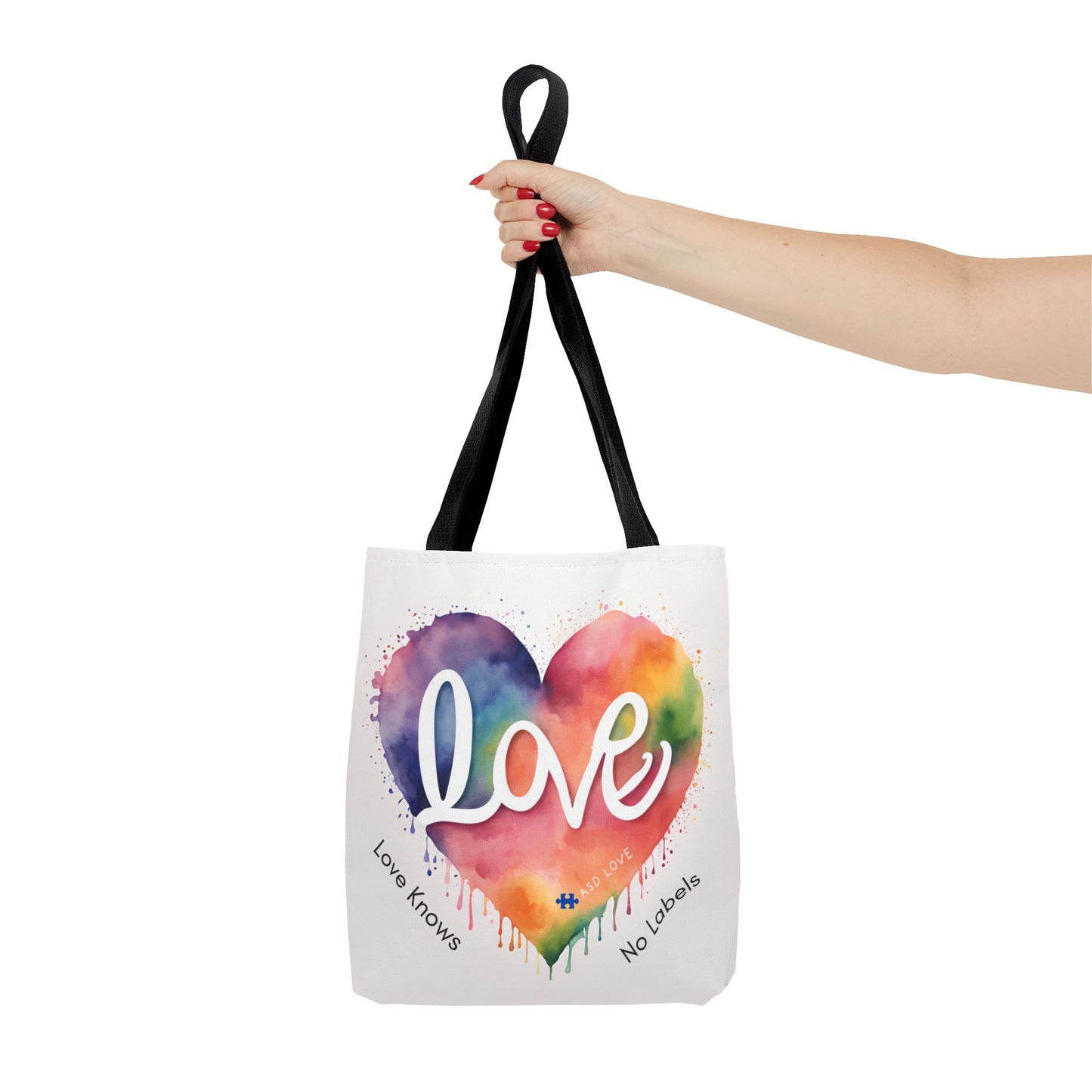 Love Knows No Labels Heart Drip Tote Bag - Show Your Pride & Inclusivity