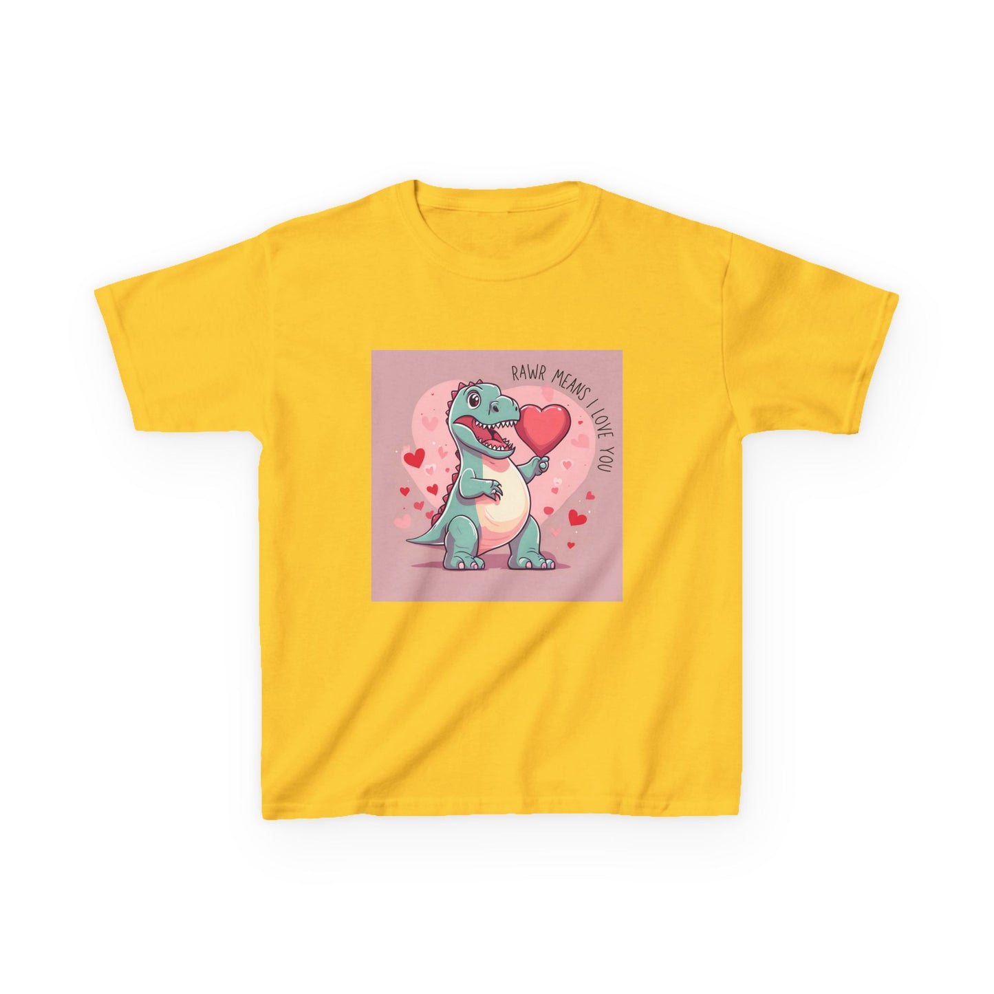 RAWR Means I LOVE YOU - Blue Dino Valentine's Kids Tee