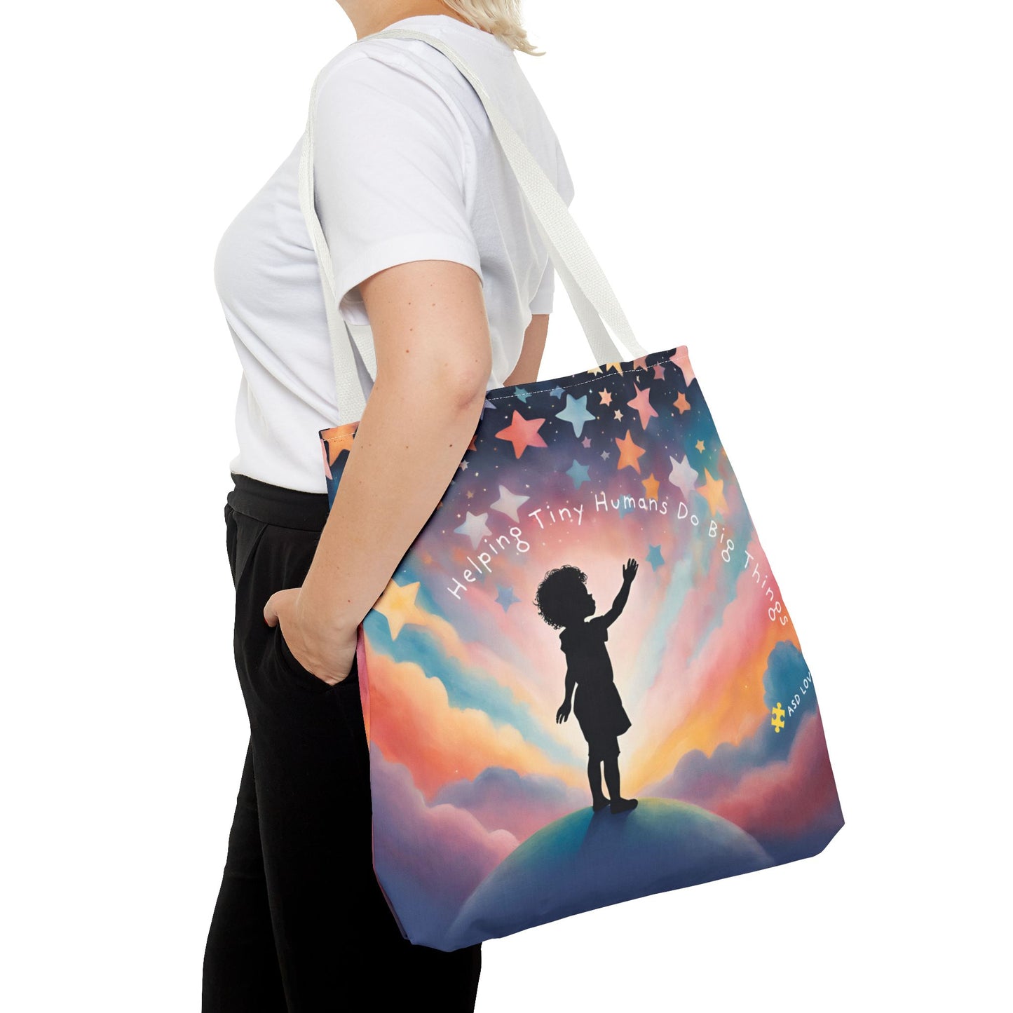 Helping Tiny Humans Do Big Things Tote - Inspiring Kids to Reach for the Stars