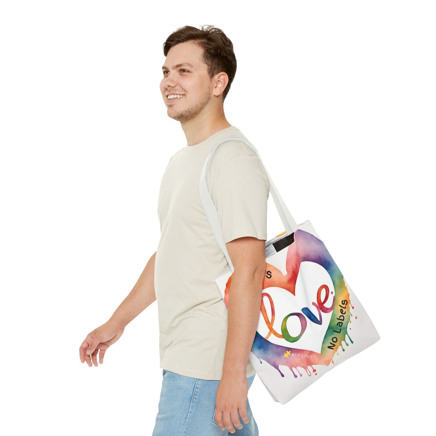 Love Knows No Labels Watercolor Drip Tote Bag - Embrace Acceptance & Harmony