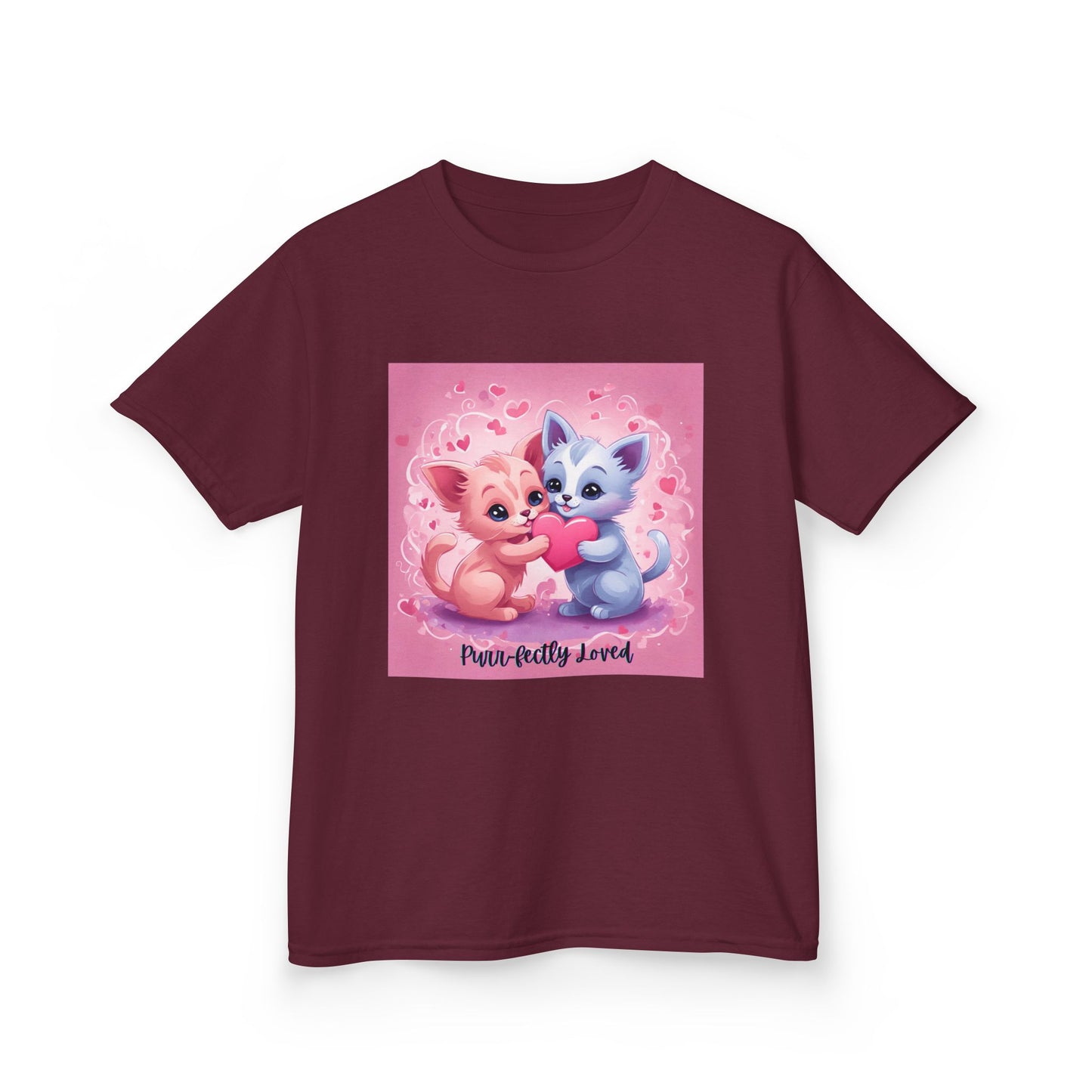 Purr-fectly Loved - Pink & Blue Kittens Valentine's Kids Tee