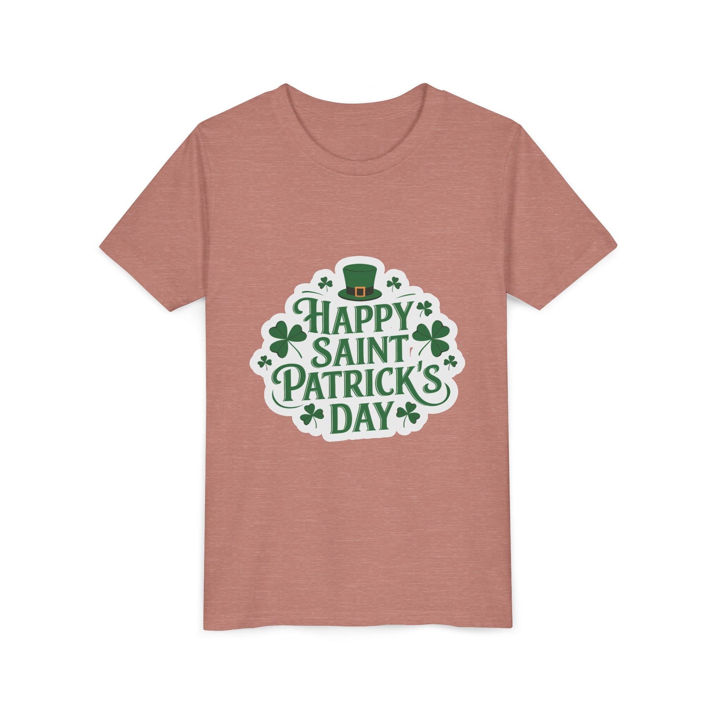 Happy Saint Patrick's Day Youth Tee | Shamrocks, Leprechaun Hat