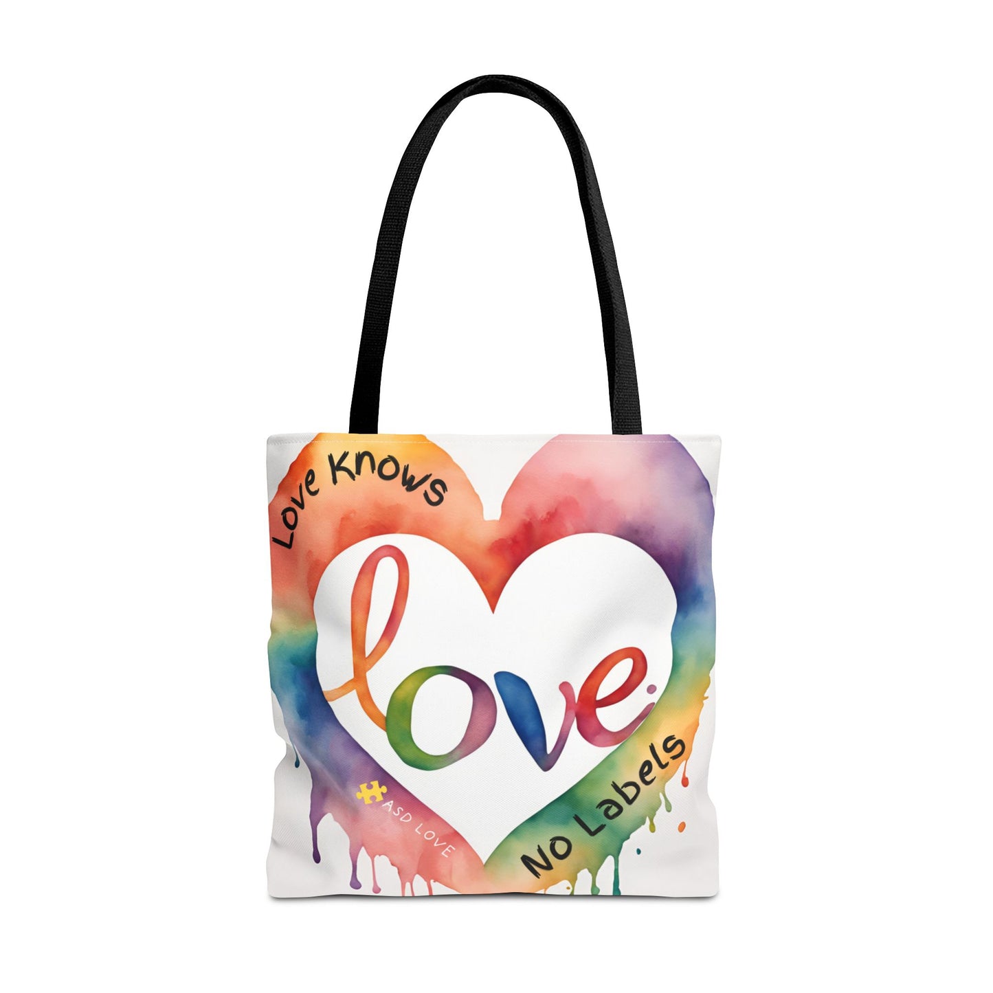 Love Knows No Labels Watercolor Drip Tote Bag - Embrace Acceptance & Harmony