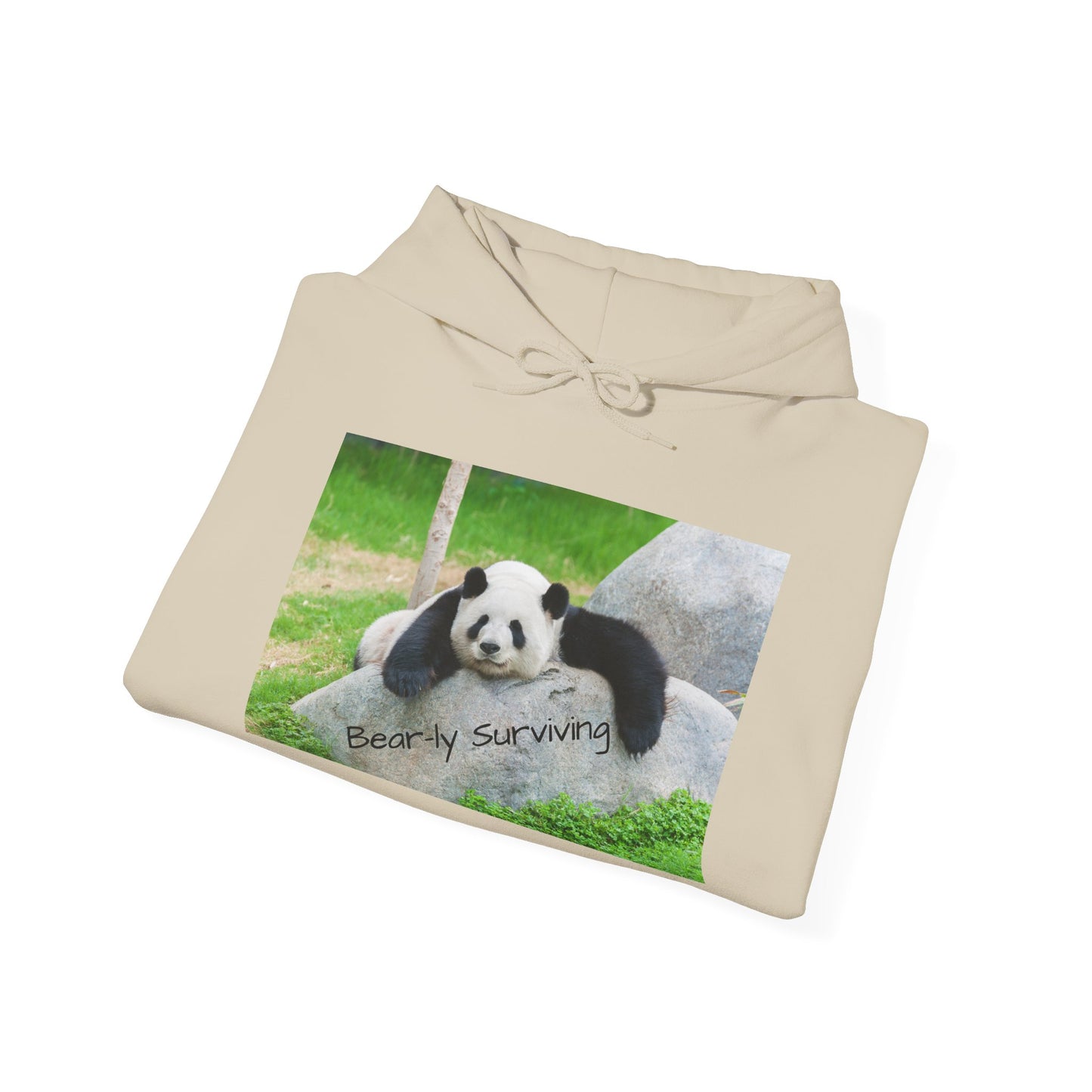 Funny Panda Hoodie | Bear-ly Surviving Sweatshirt | Lazy Mood Cozy Hoodie | Mental Health Humor Gift | Unisex Loungewear | Panda Lover